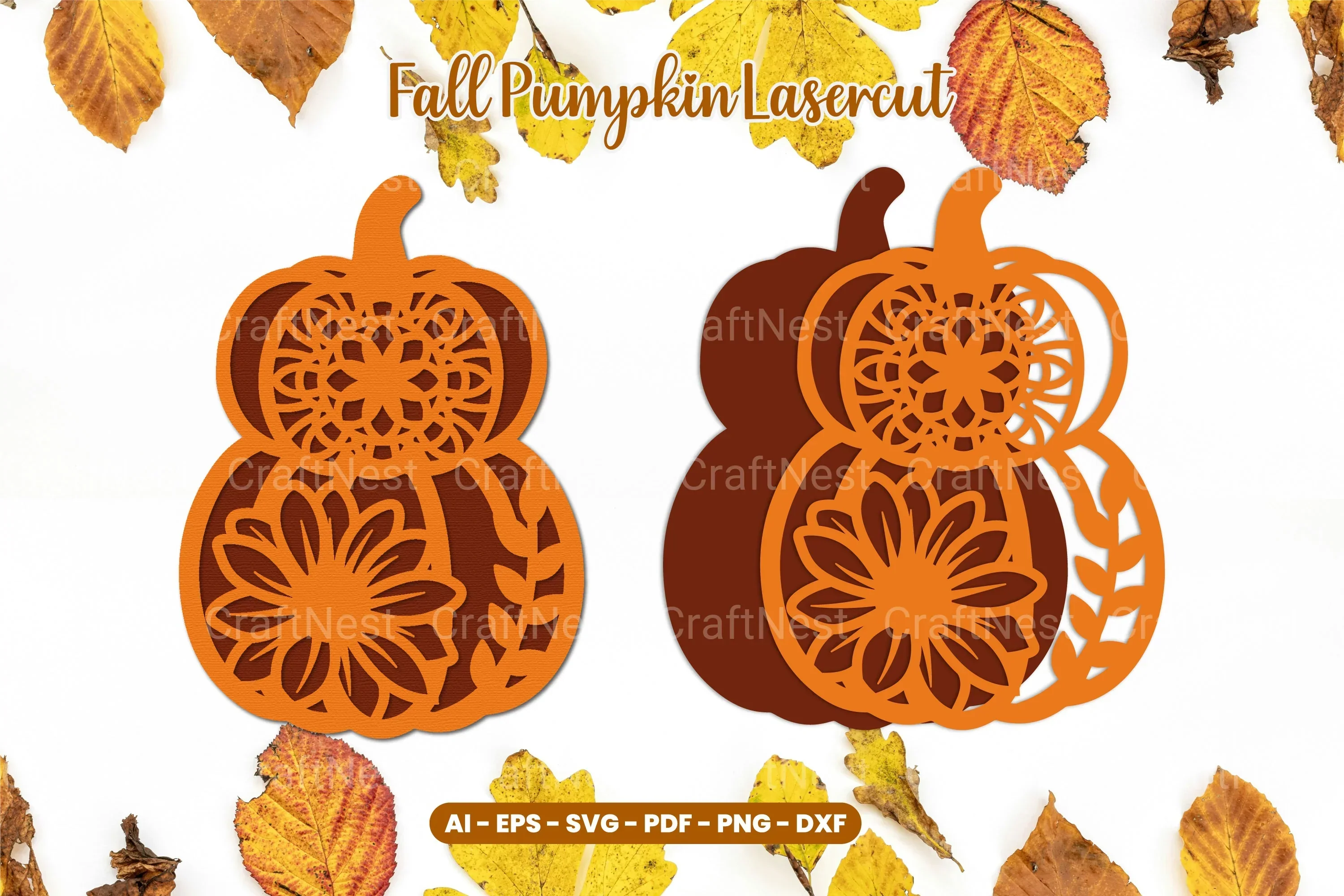 Floral Pumpkin Laser Cut SVG Bundle
