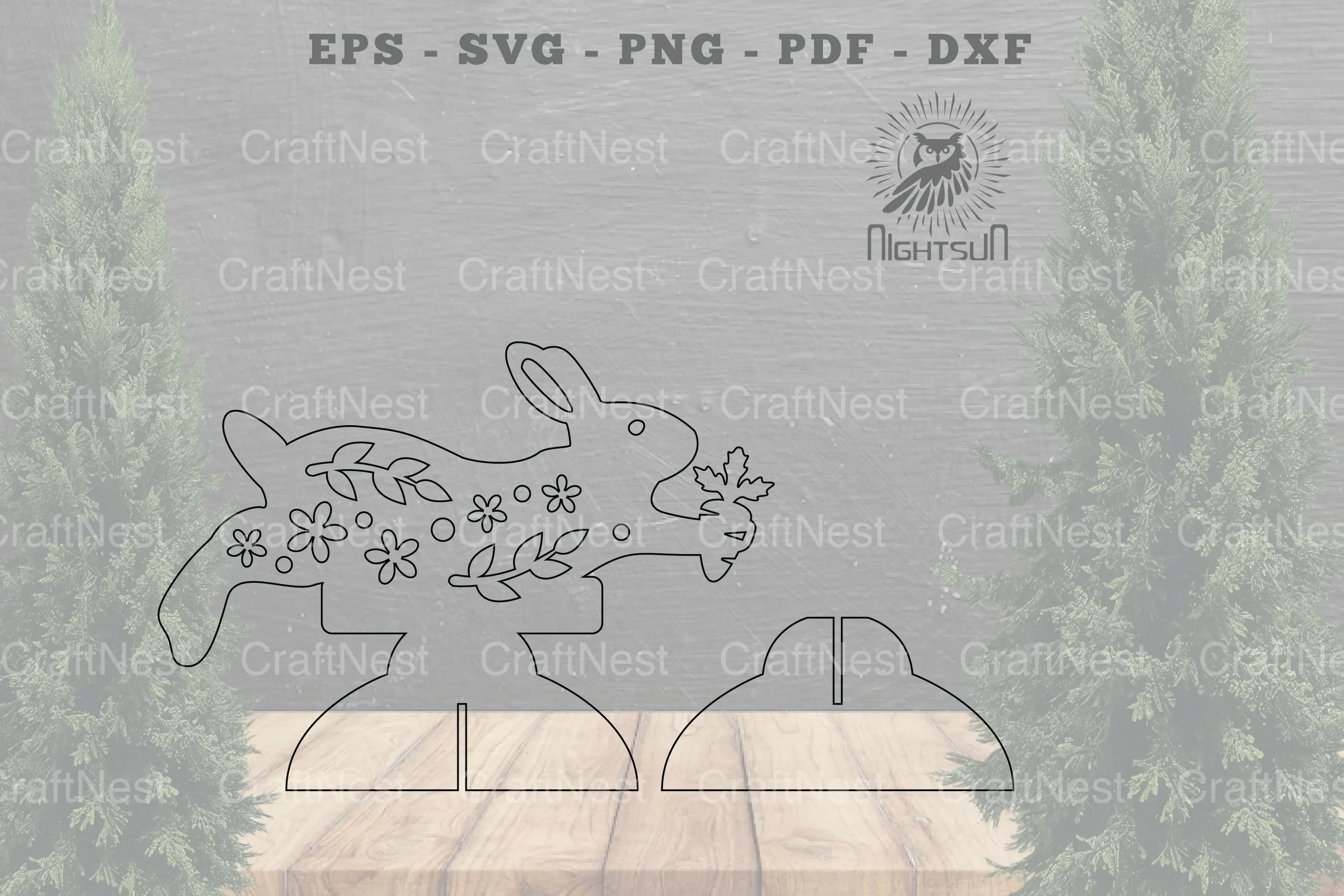 Floral Rabbit Laser Cut Home Decor Clipart Bundle - Image 2