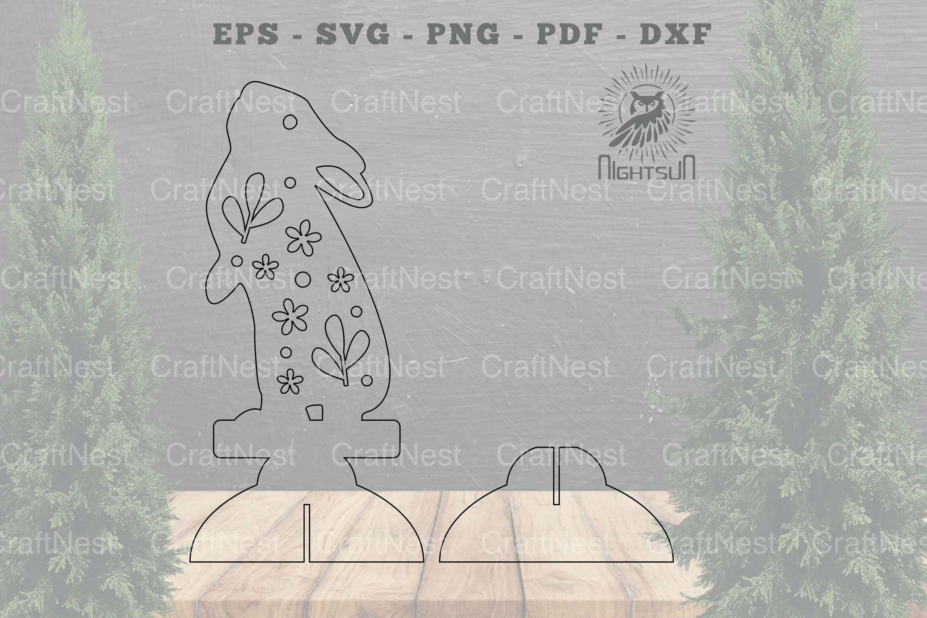Floral Rabbit Laser Cut Home Decor Clipart Bundle - Image 2
