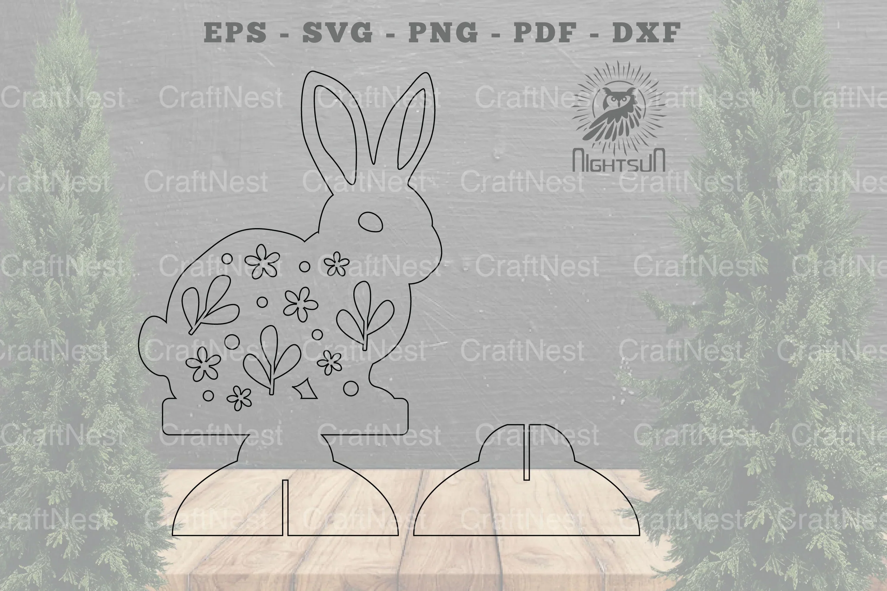 Floral Rabbit Laser Cut Home Decor Clipart Bundle - Image 2