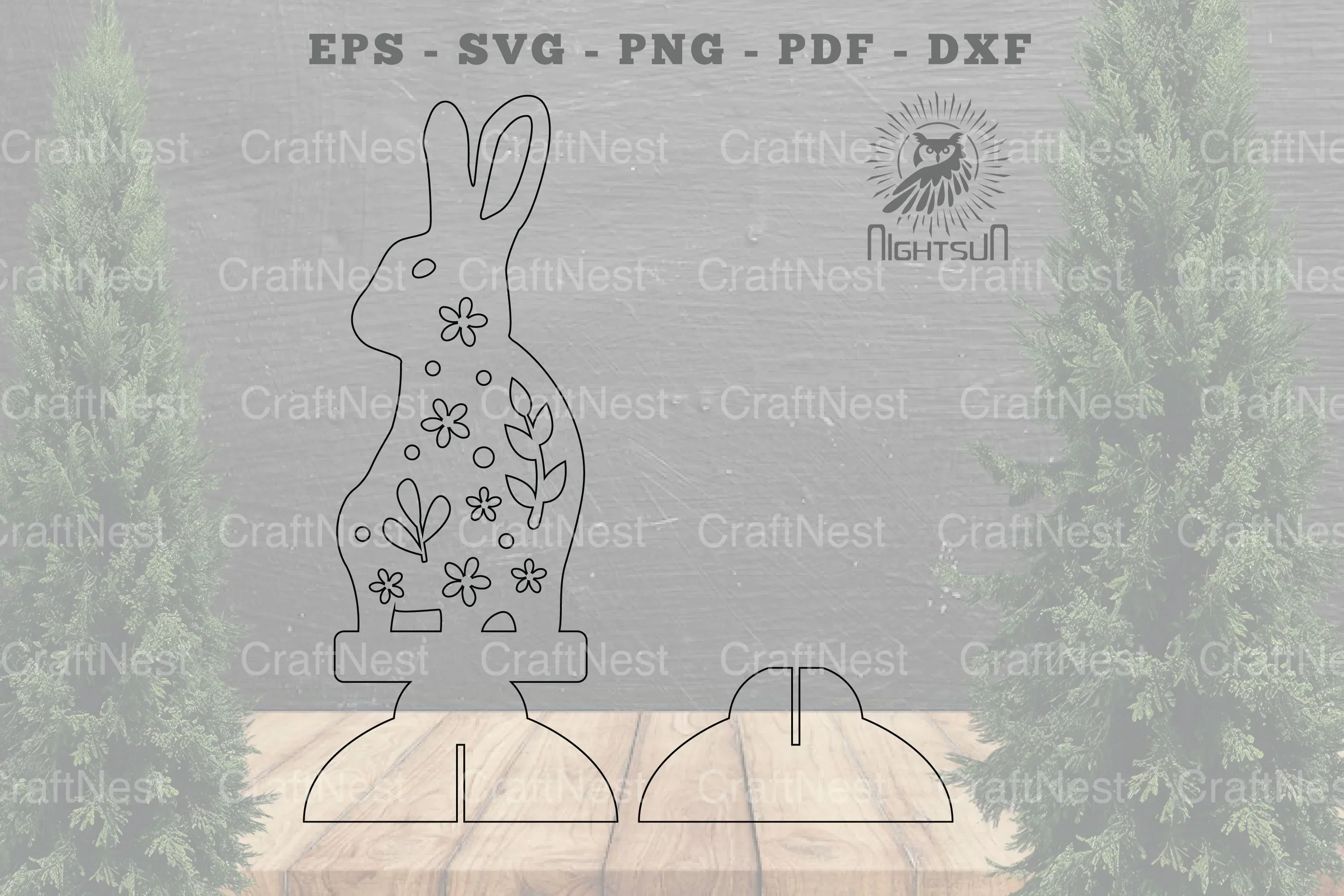 Floral Rabbit Laser Cut Home Decor Clipart Bundle - Image 2