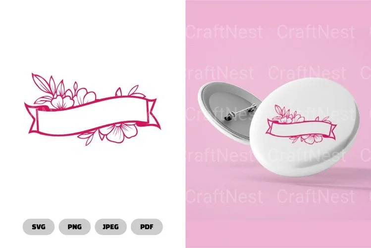 Floral Ribbon Border SVG Bundle
