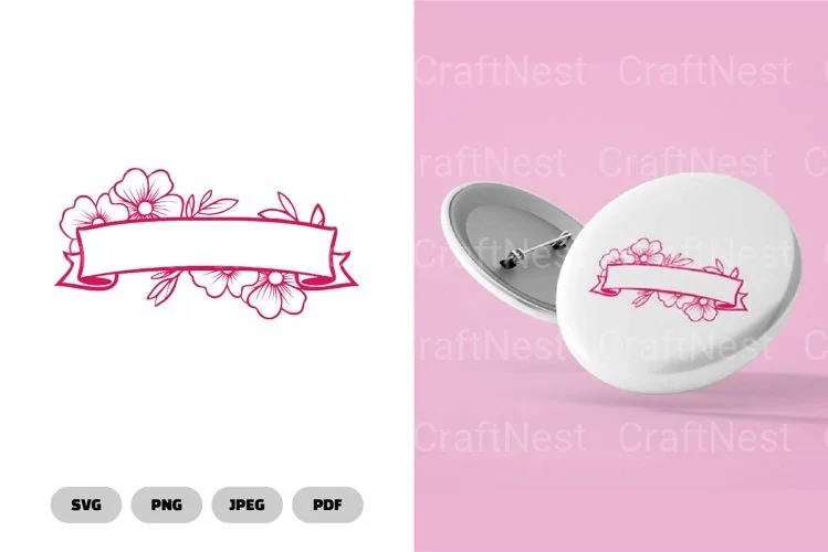 Floral Ribbon Border SVG Bundle