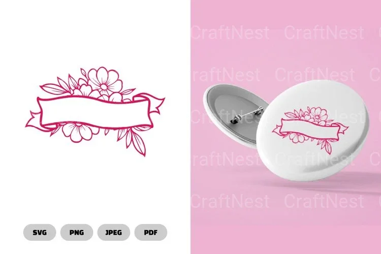 Floral Ribbon Border SVG Bundle