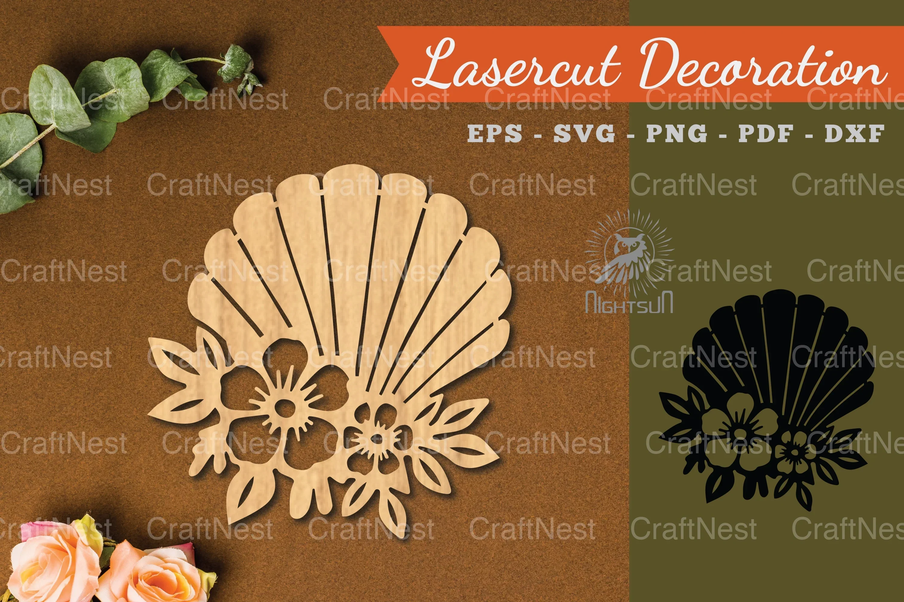 Floral Shell Lasercut Decoration Clipart Bundle