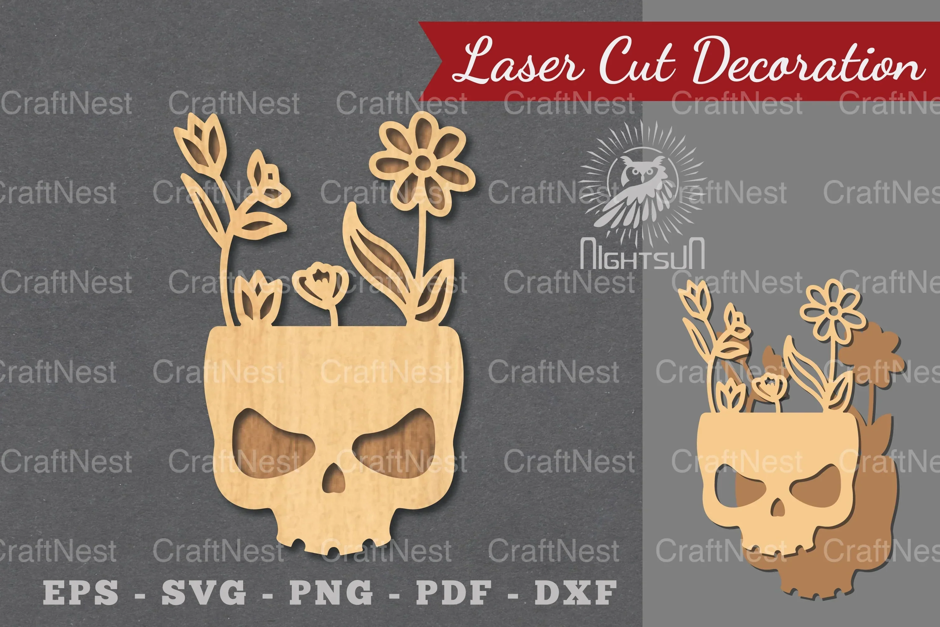 Floral Skull Laser Cut Decoration Clipart Bundle