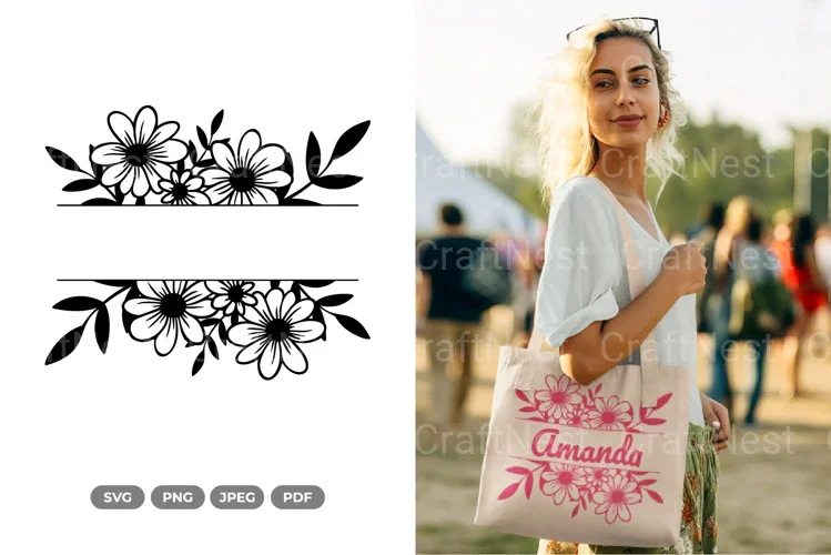 Floral Split Border SVG Bundle