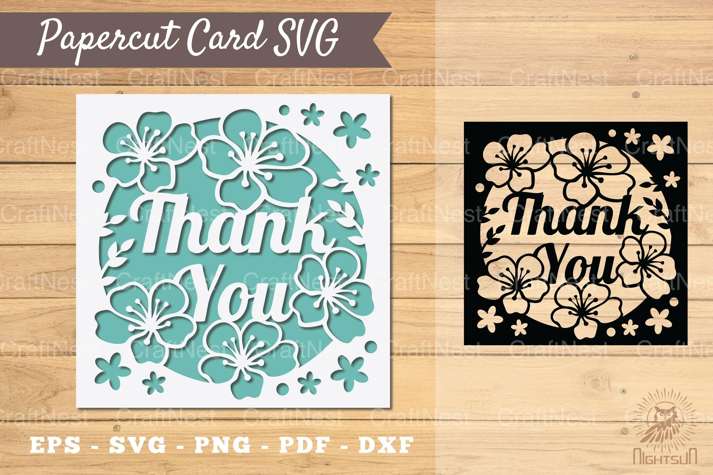 Floral Thank You Papercut Card Design Bundle