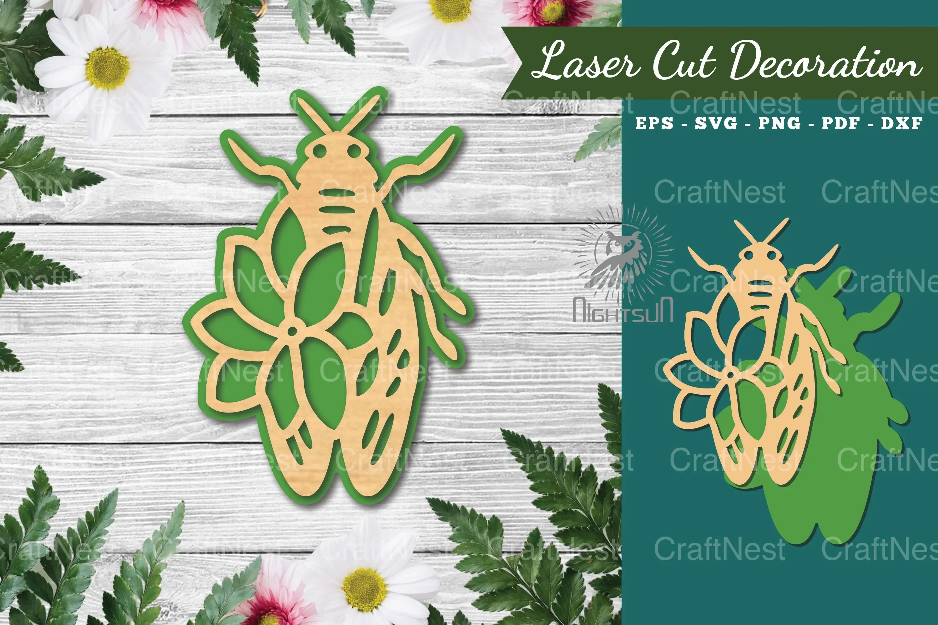 Flower Bee Laser Cut Decoration Clipart Bundle
