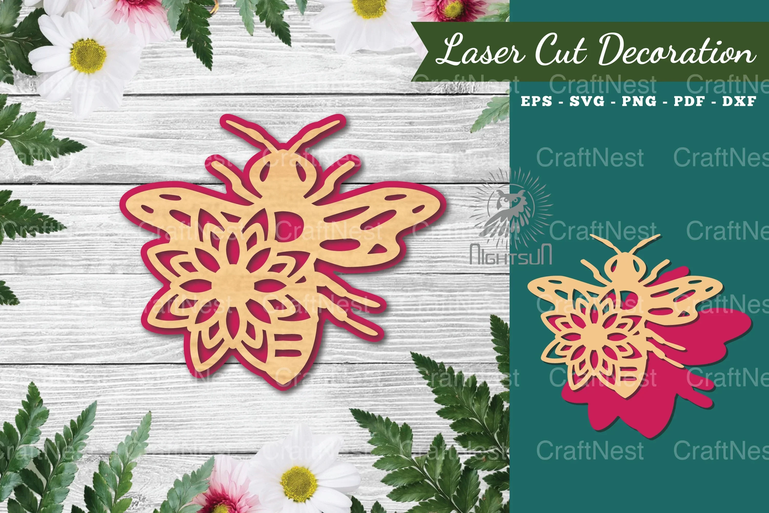 Flower Bee Laser Cut Decoration Clipart Bundle
