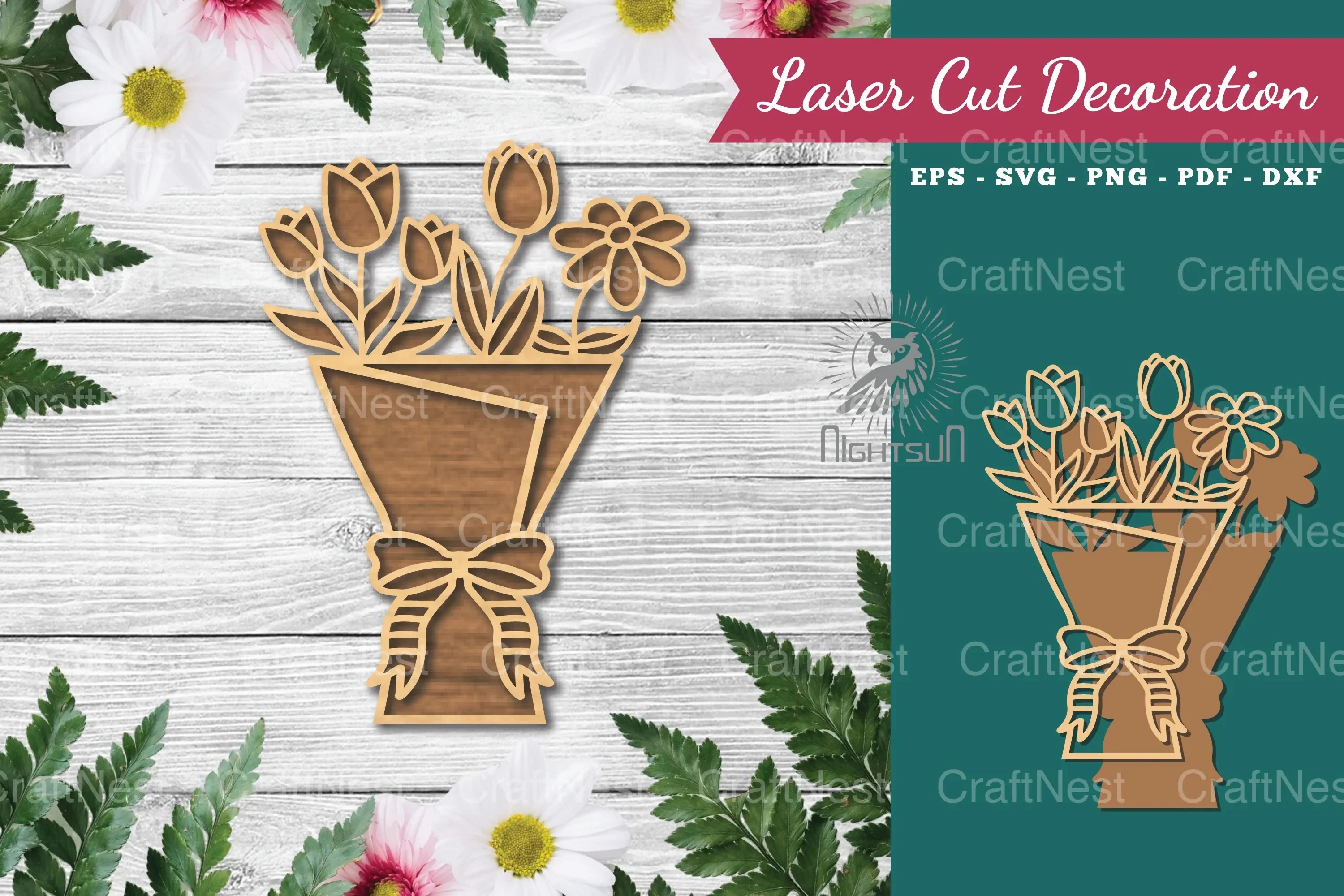 Flower Bouquet Laser Cut Decoration Clipart Bundle