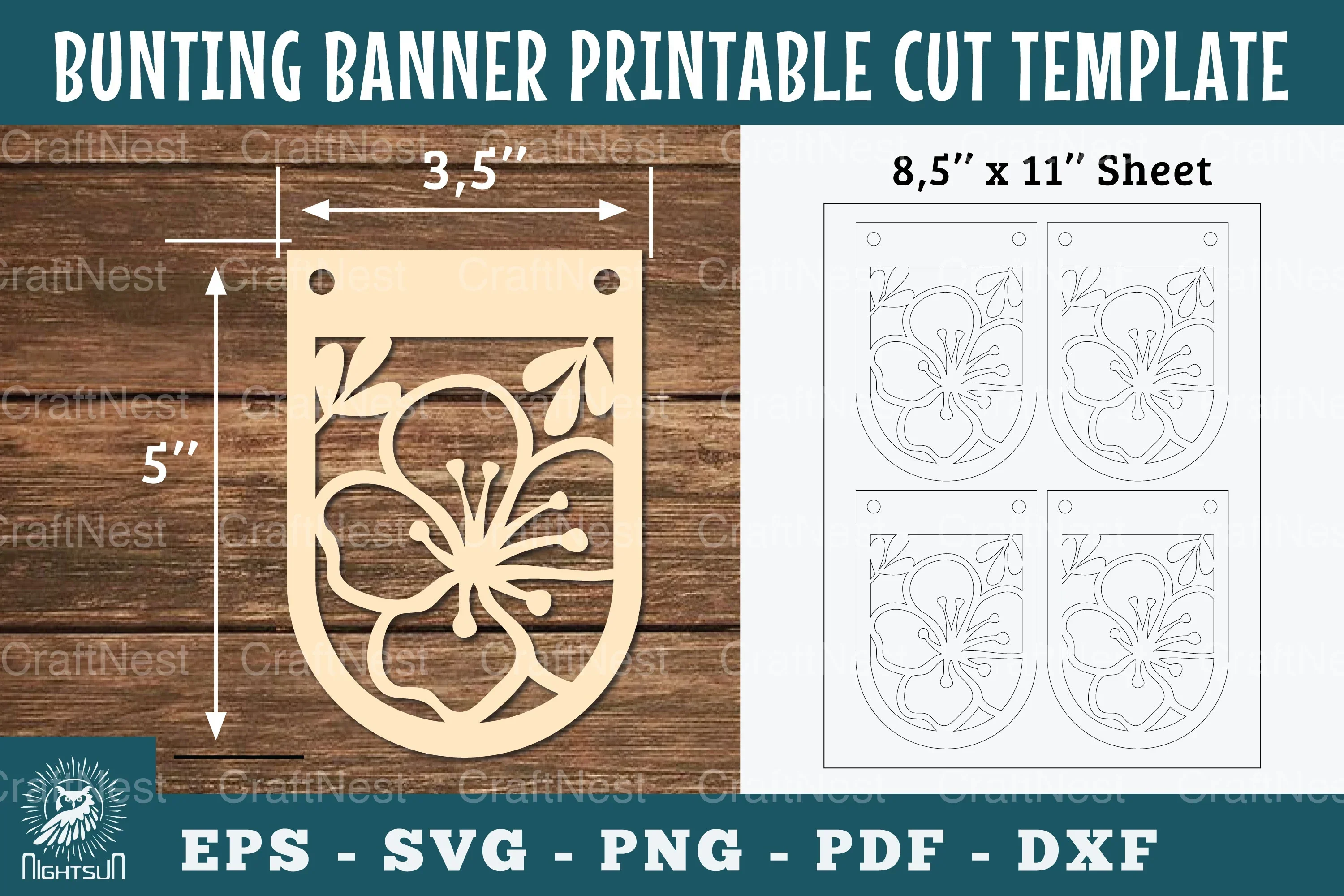Flower Bunting Banner Printable Clipart Bundle