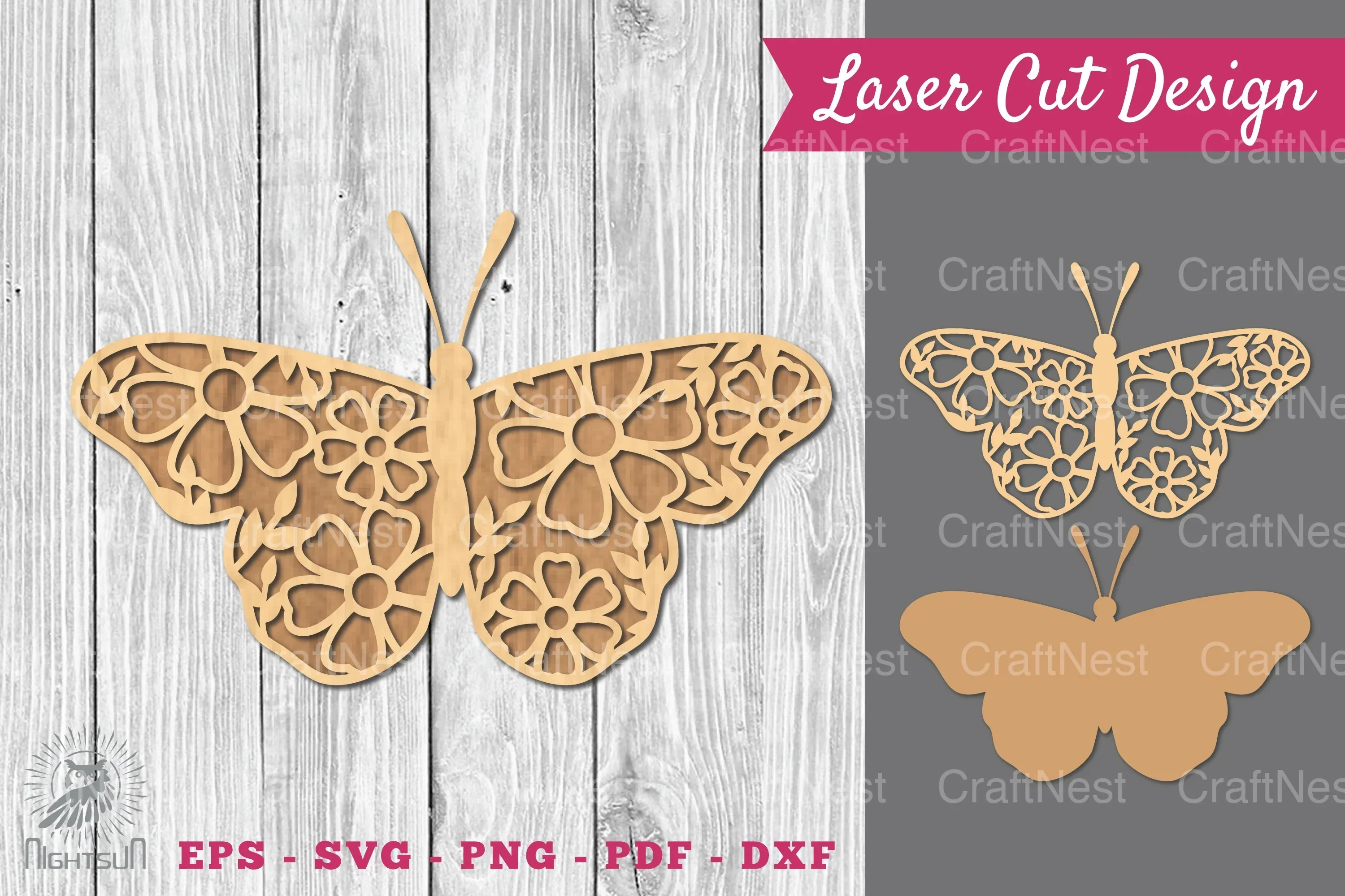 Flower Butterfly Laser Cut Decoration Clipart Bundle