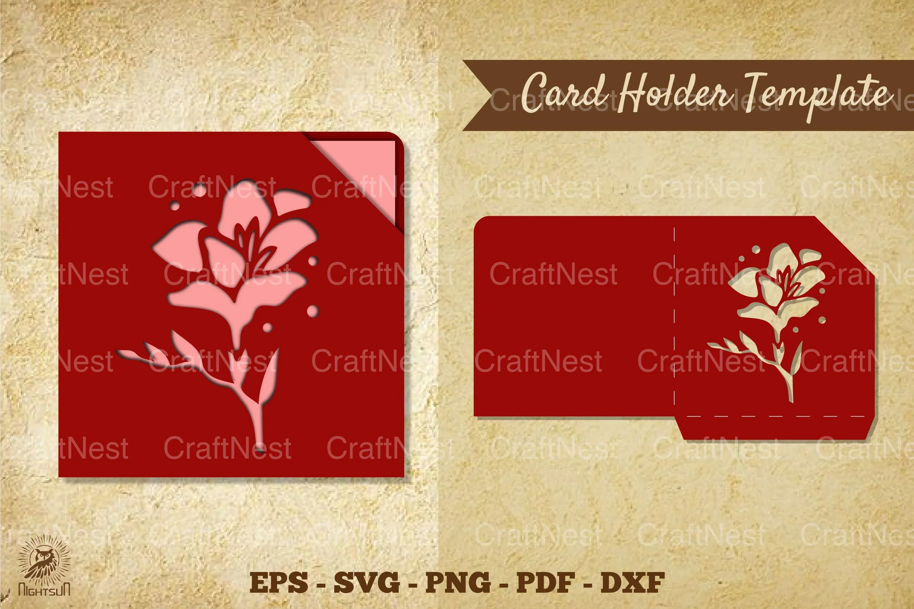 Flower Card Holder Template SVG - Clipart Bundle