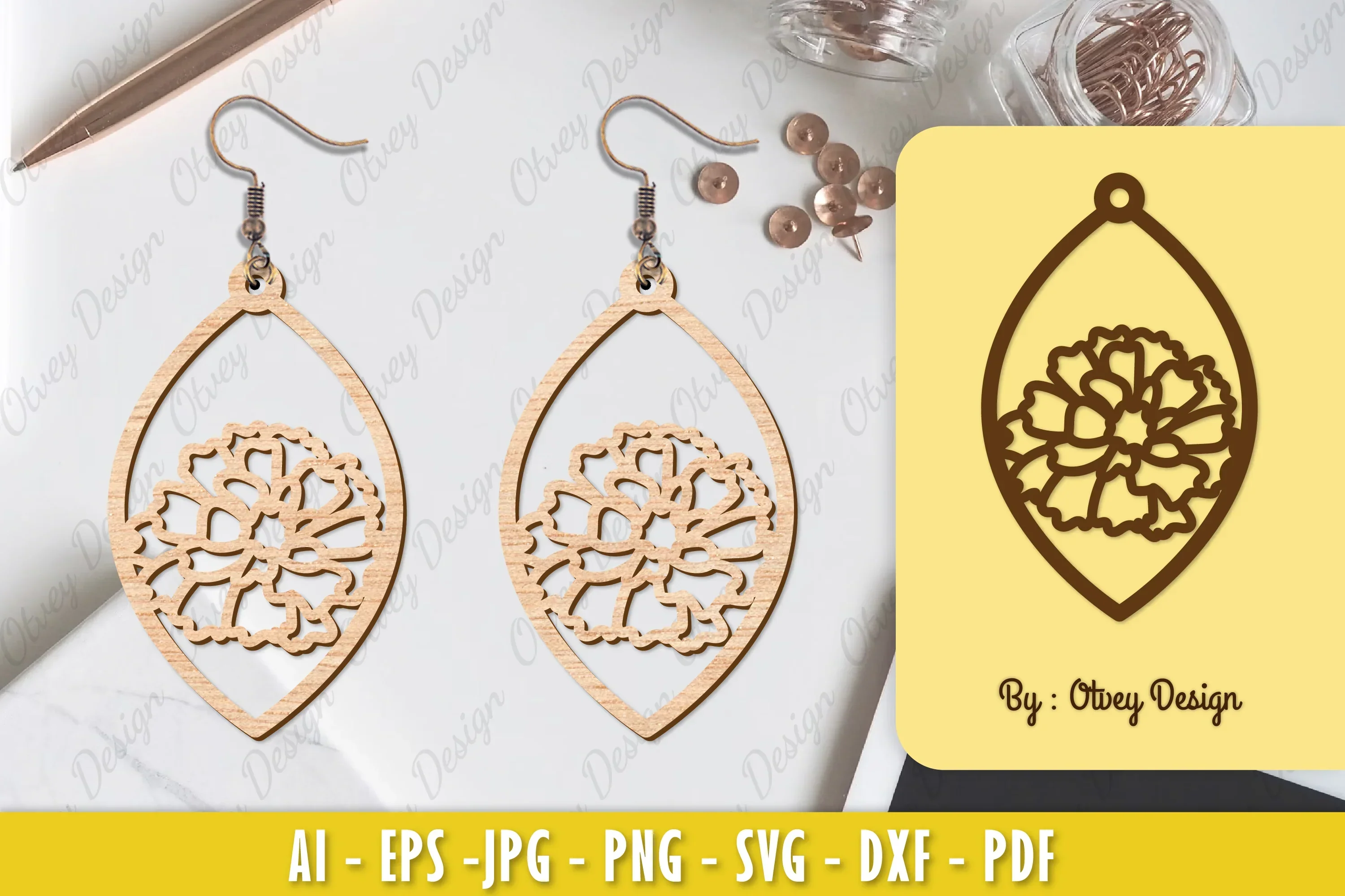 Flower Earring Laser Cut SVG Bundle