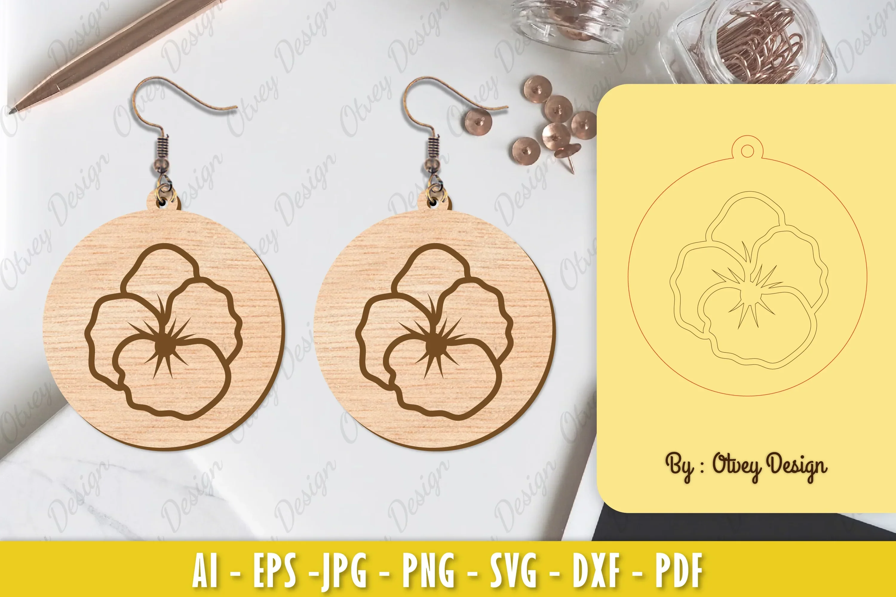 Flower Earring Laser Cut SVG Bundle