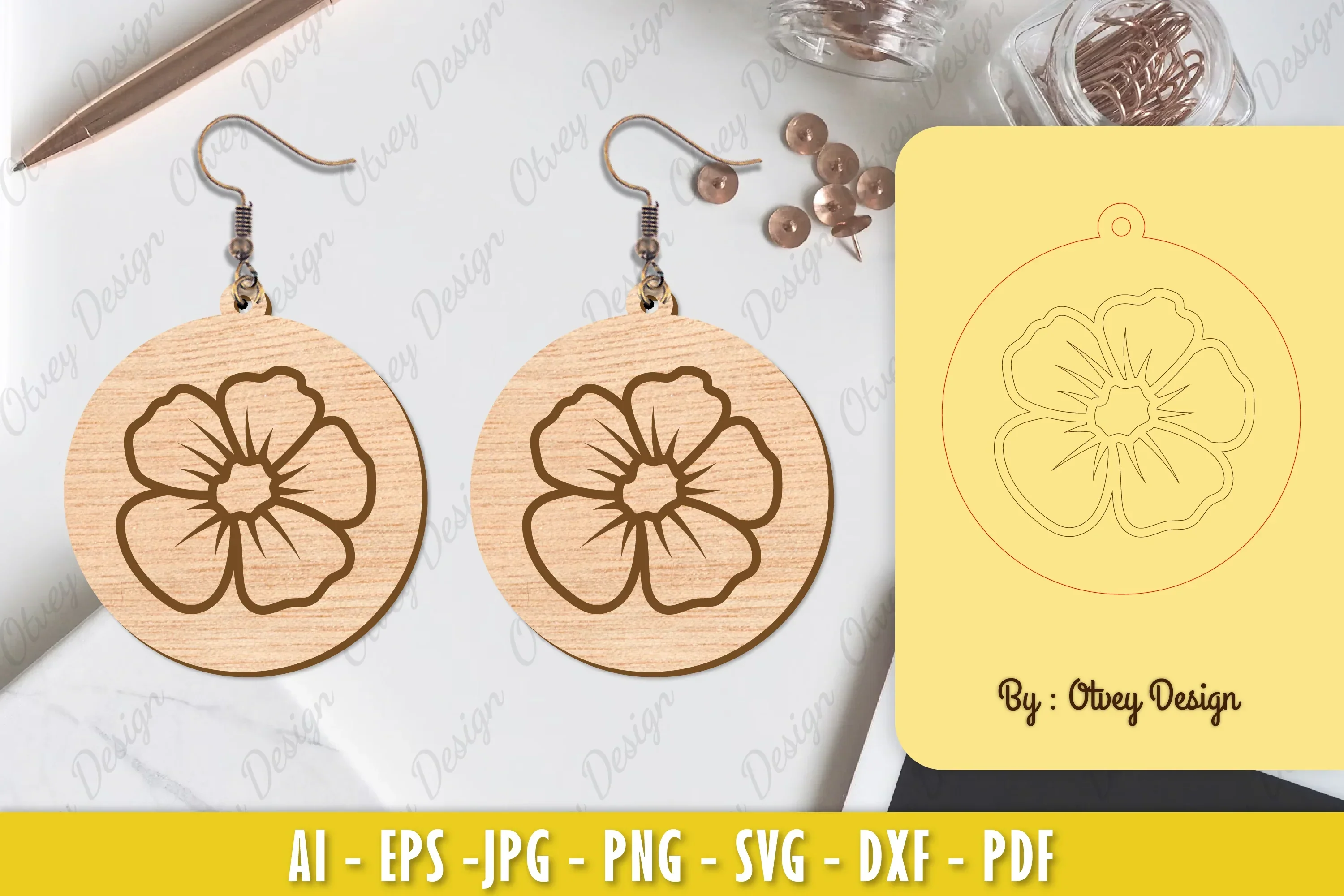 Flower Earring Laser Cut SVG Bundle