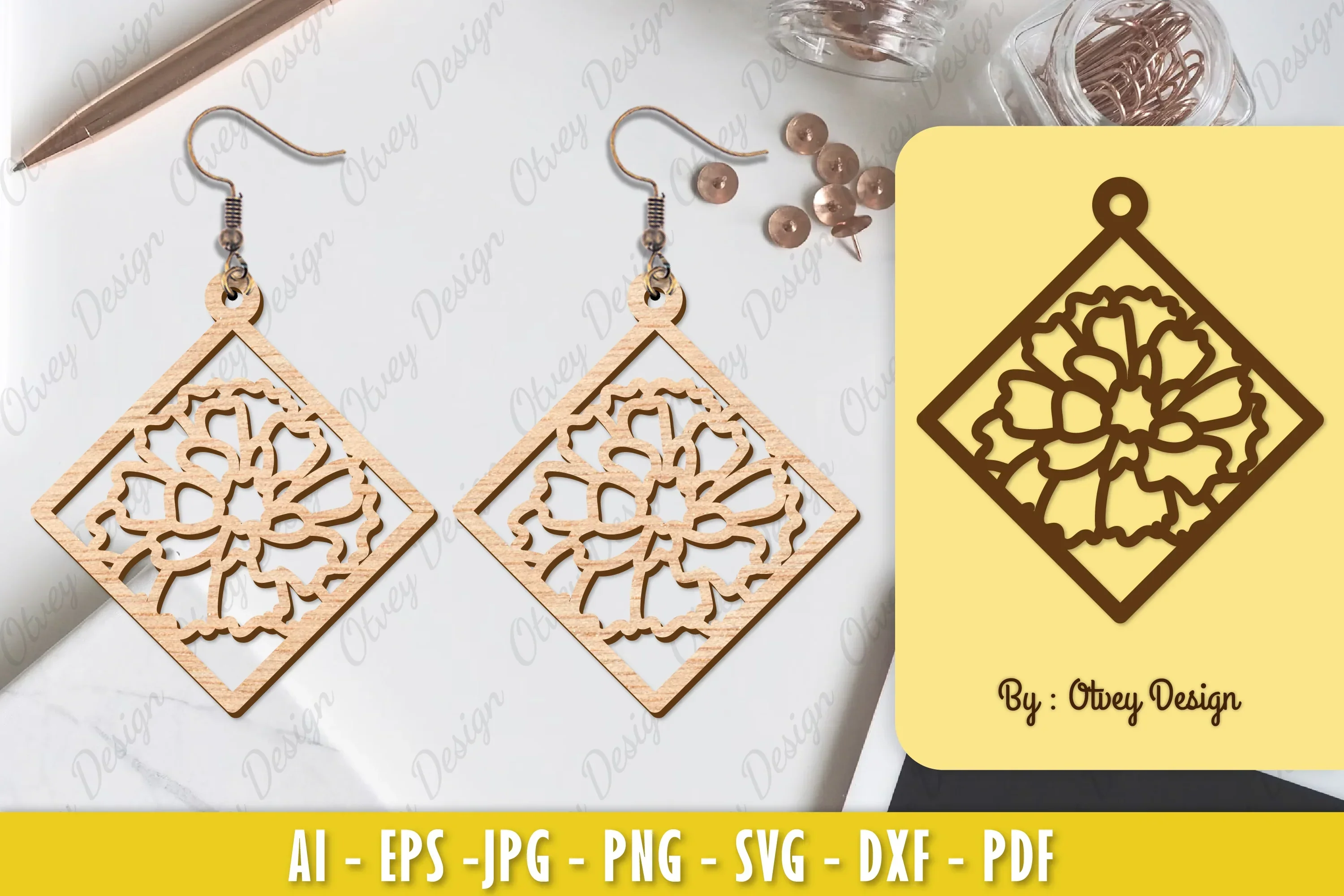 Flower Earring Laser Cut SVG Bundle