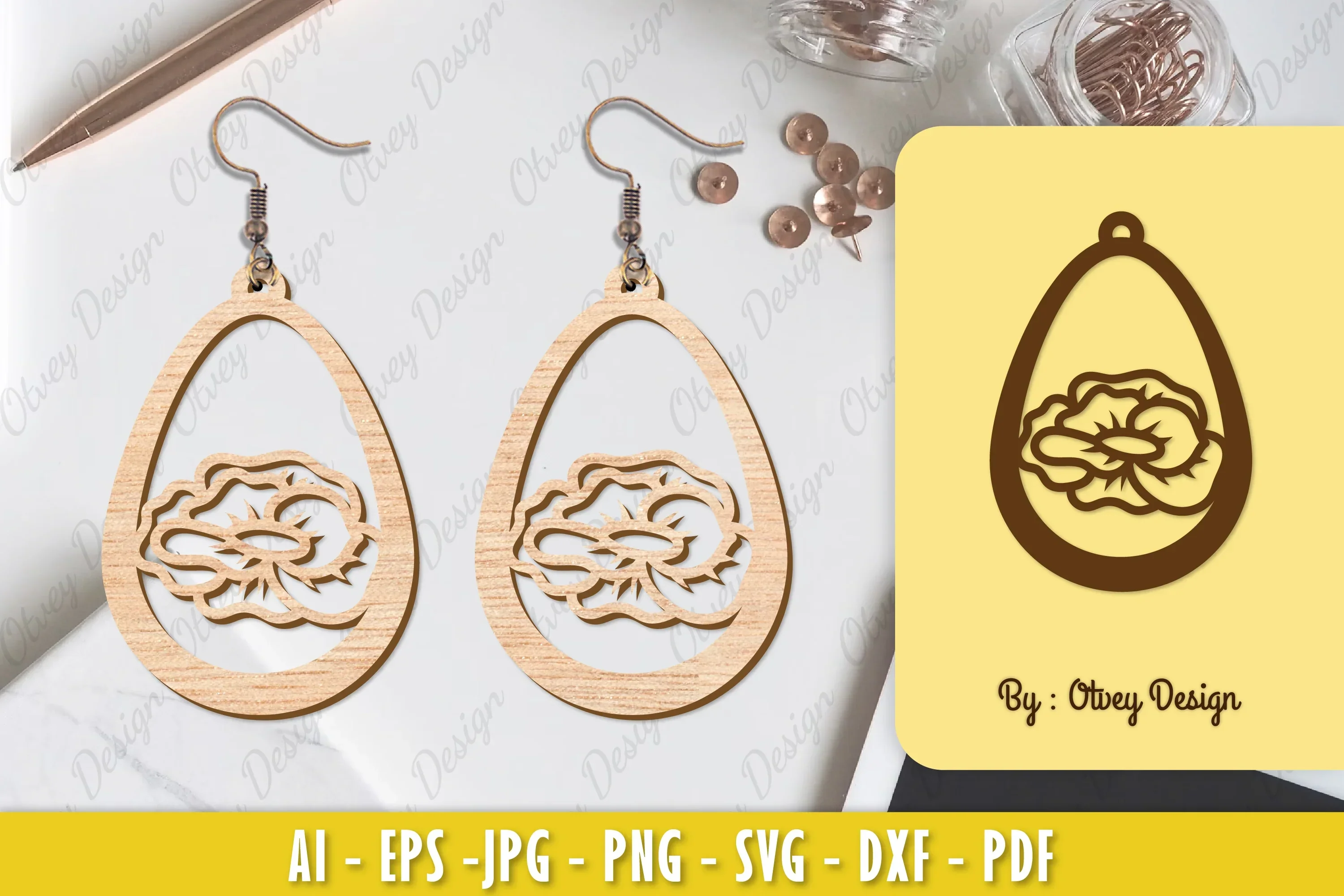 Flower Earring Laser Cut SVG Bundle