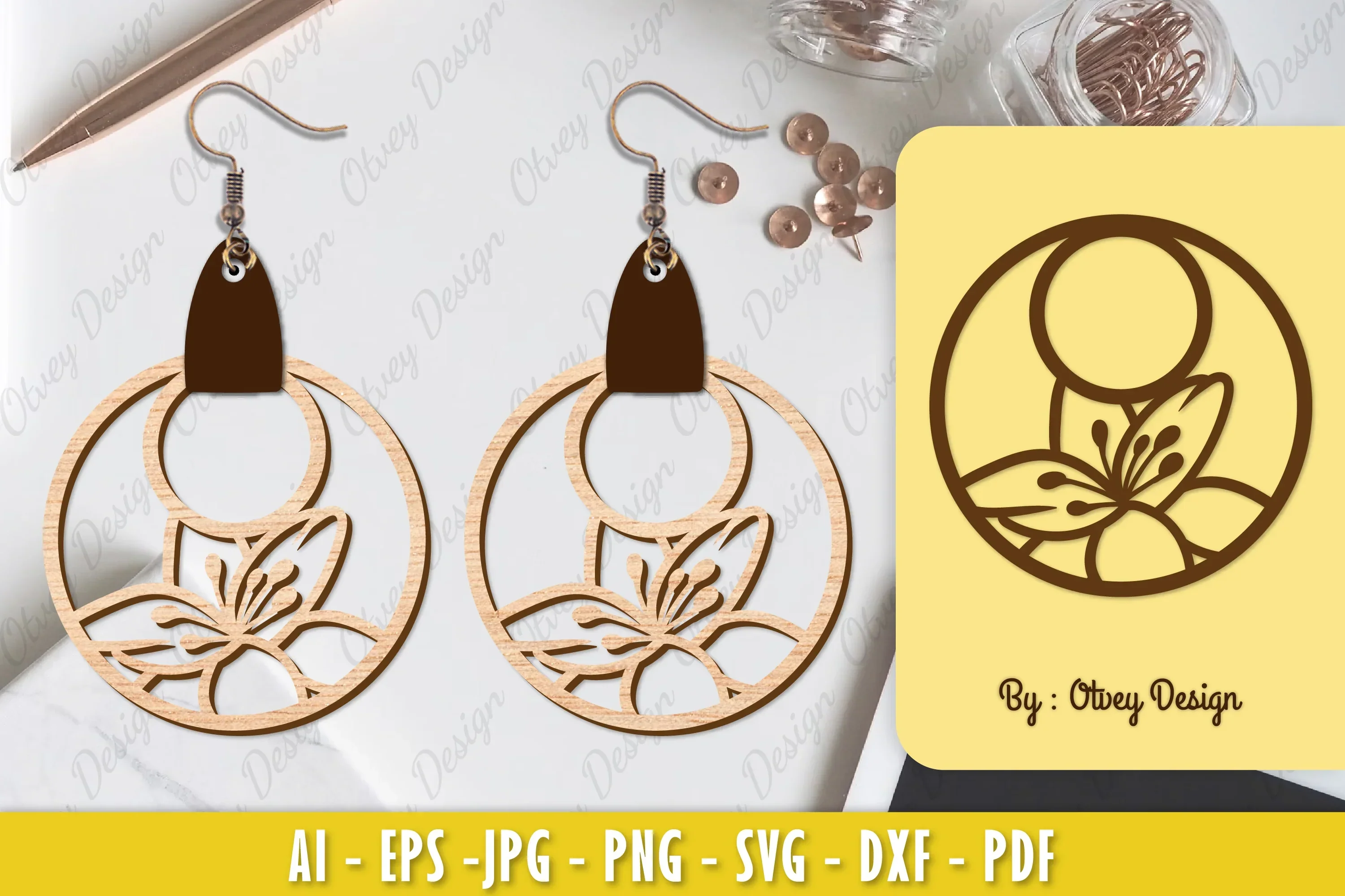 Flower Earring Laser Cut SVG Bundle