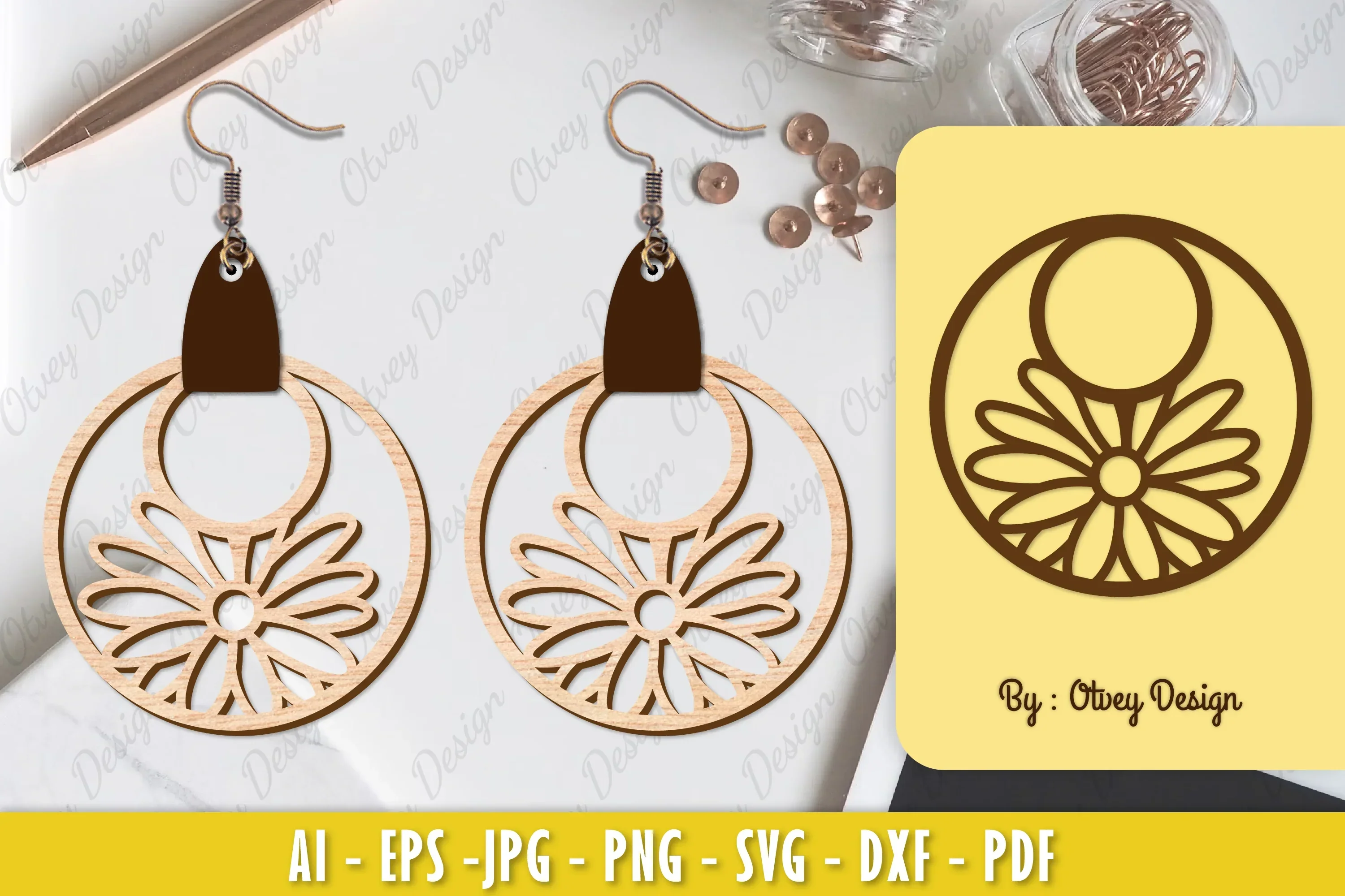 Flower Earring Laser Cut SVG Bundle