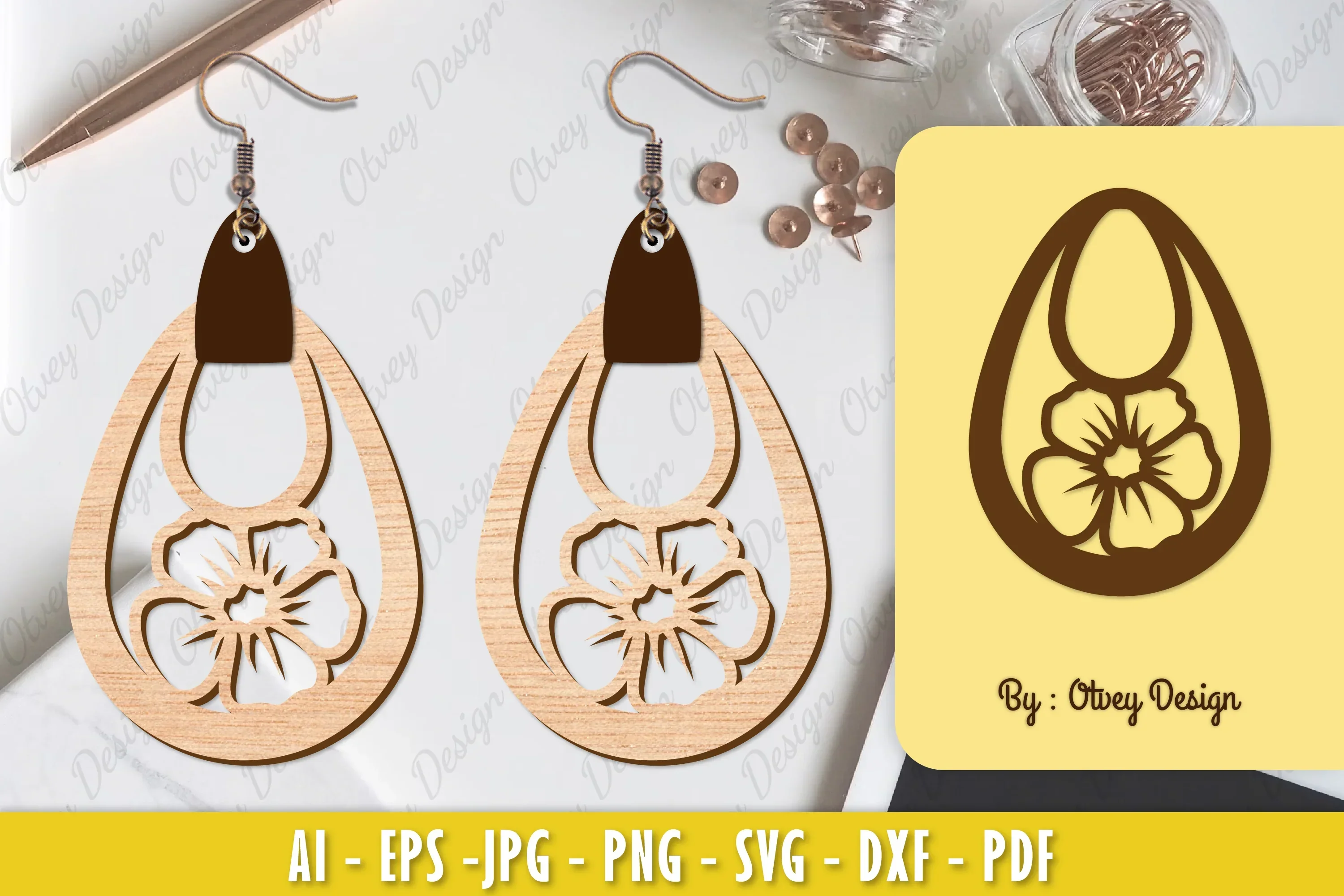 Flower Earring Laser Cut SVG Bundle