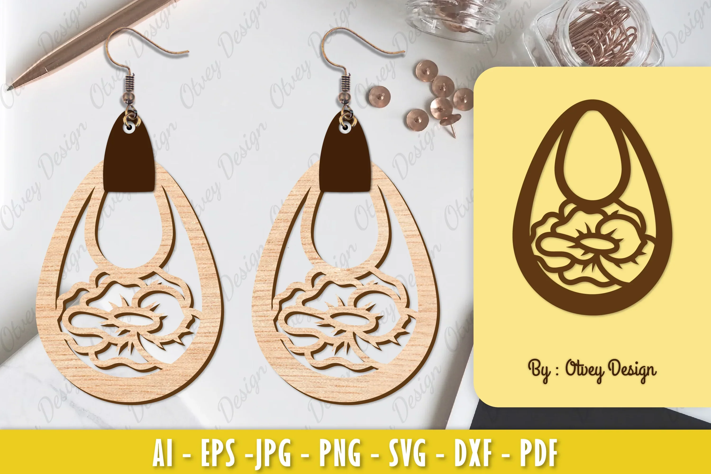 Flower Earring Laser Cut SVG Bundle