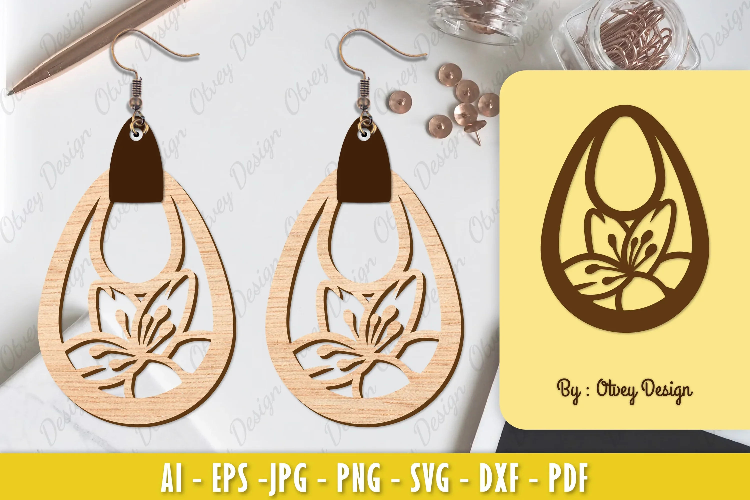 Flower Earring Laser Cut SVG Bundle