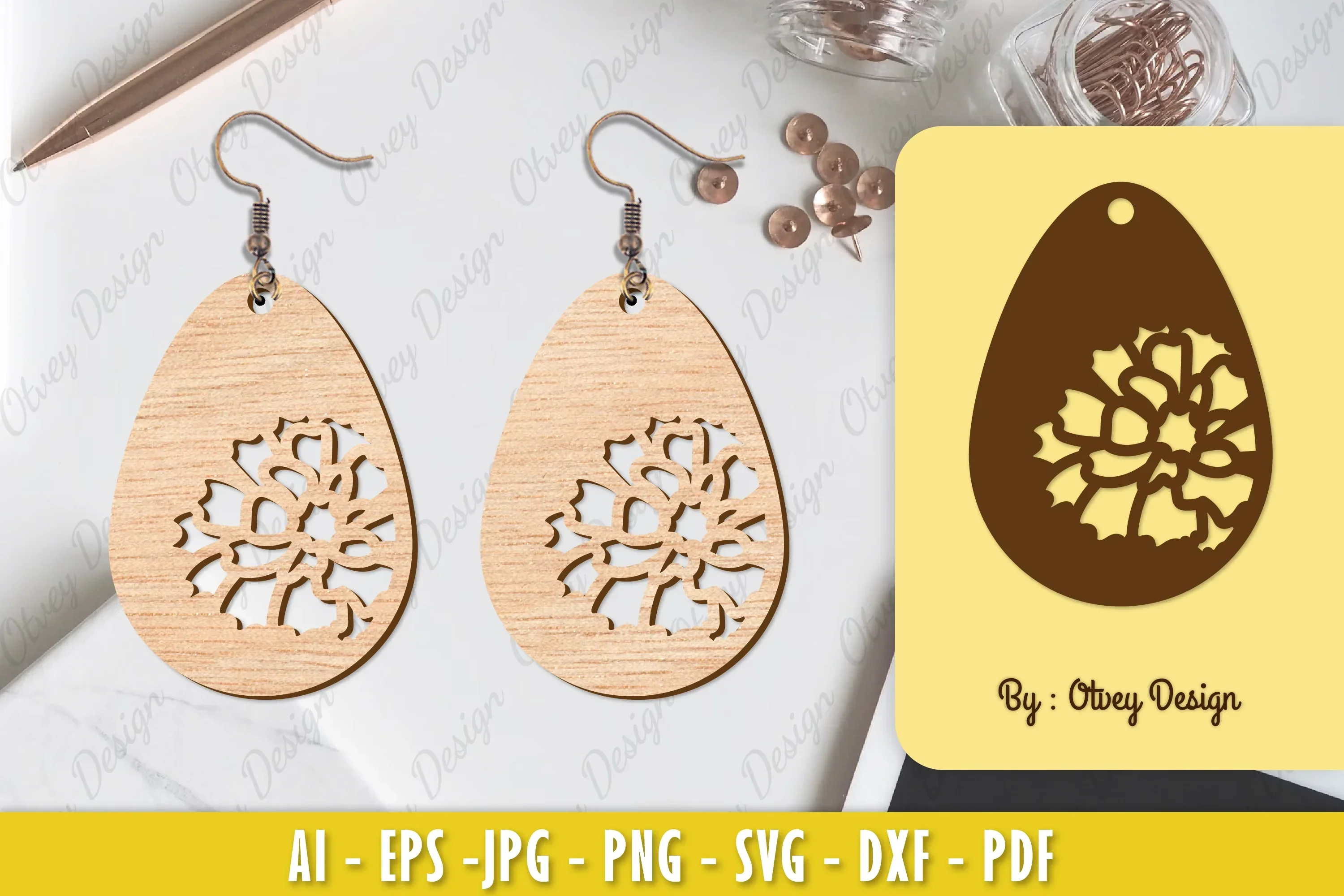 Flower Earring Laser Cut SVG Bundle