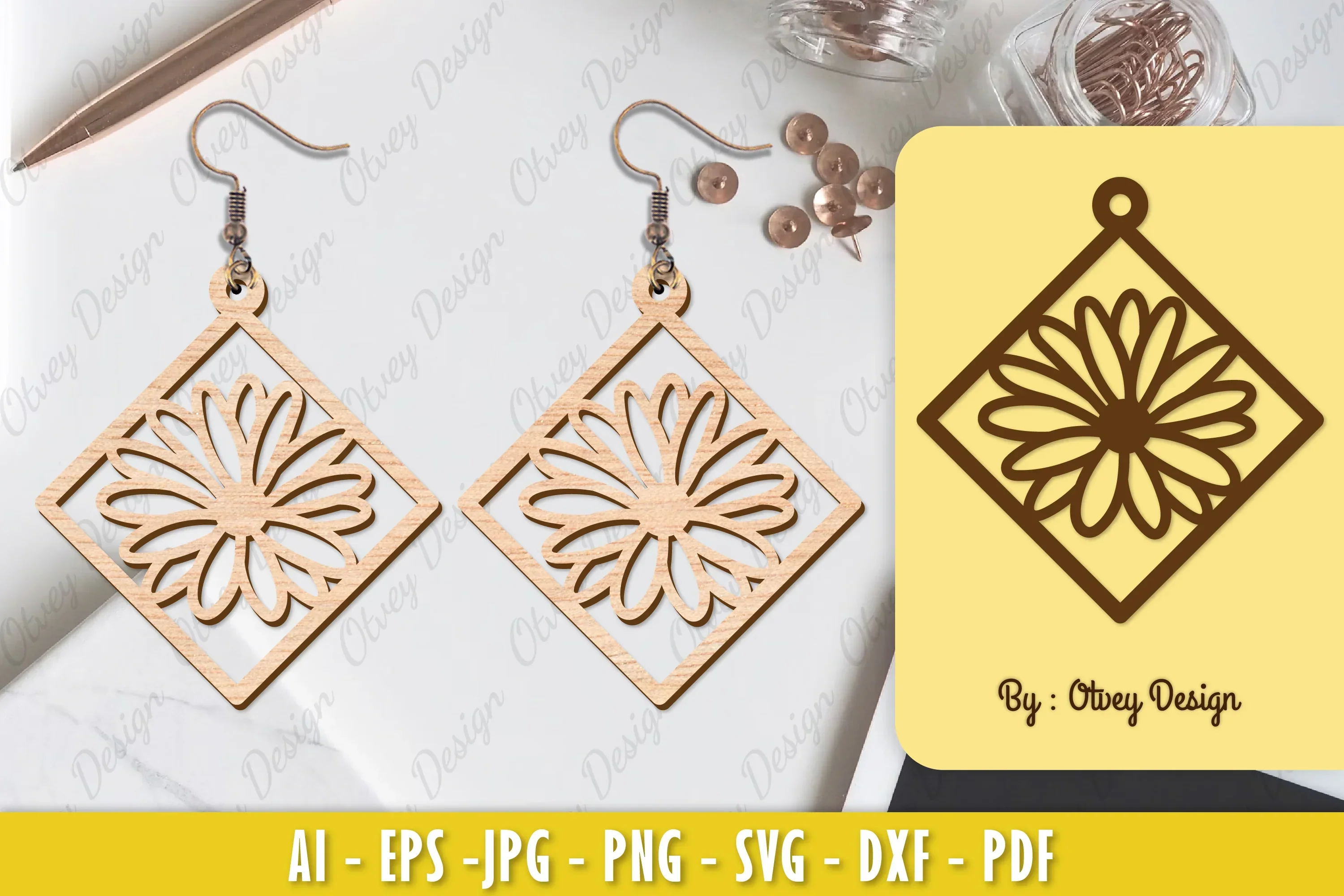Flower Earring Laser Cut SVG Bundle
