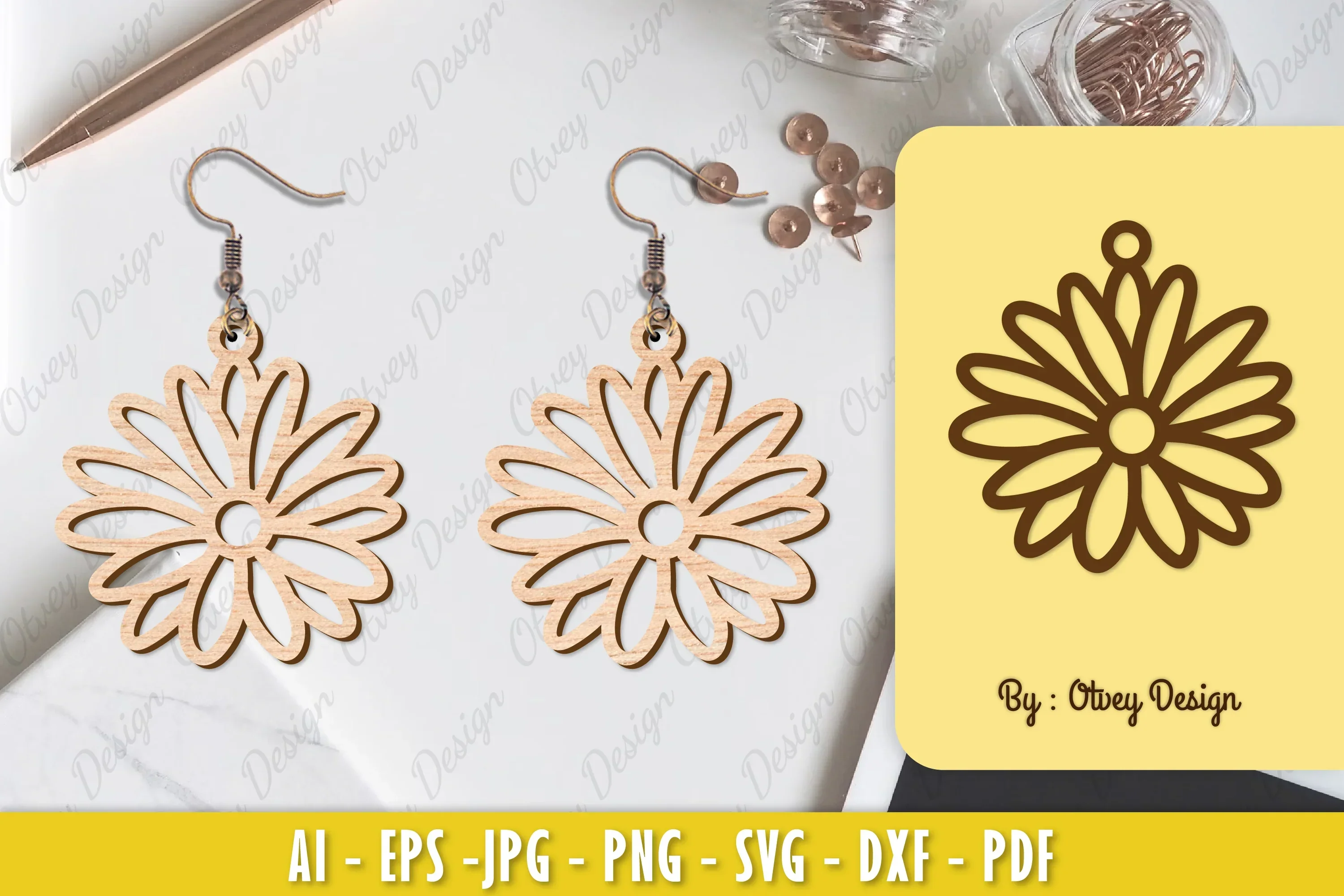 Flower Earring Laser Cut SVG Bundle