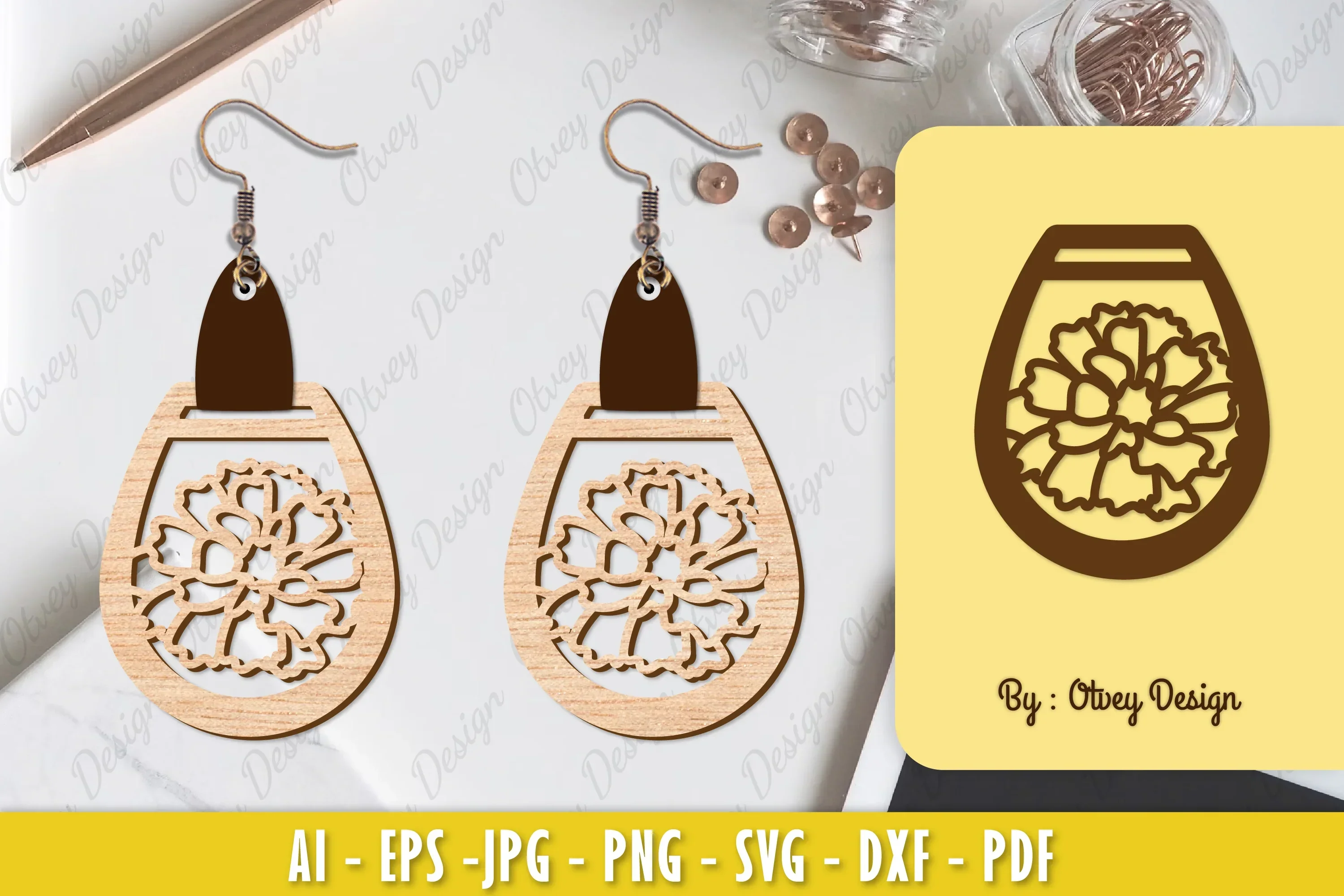 Flower Earring Laser Cut SVG Bundle