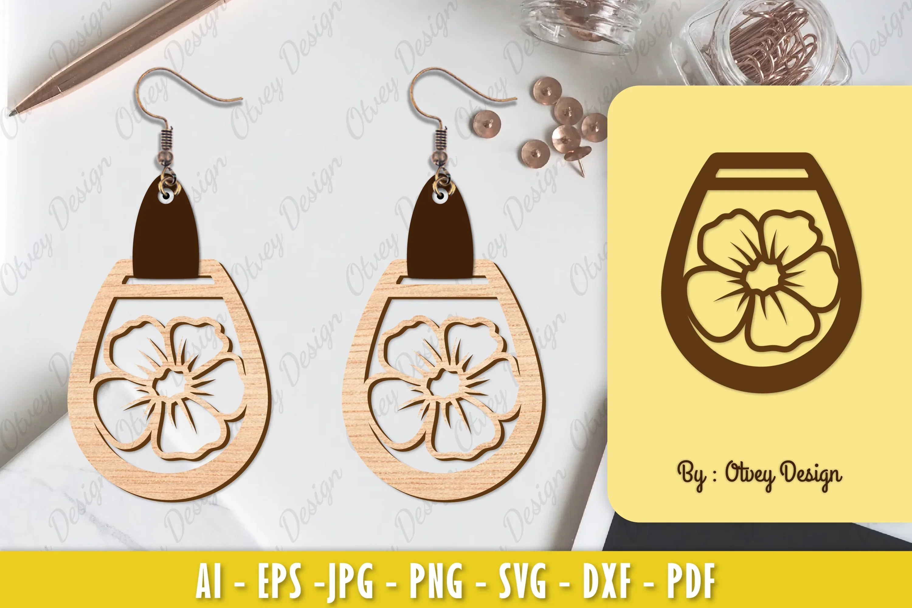 Flower Earring Laser Cut SVG Bundle