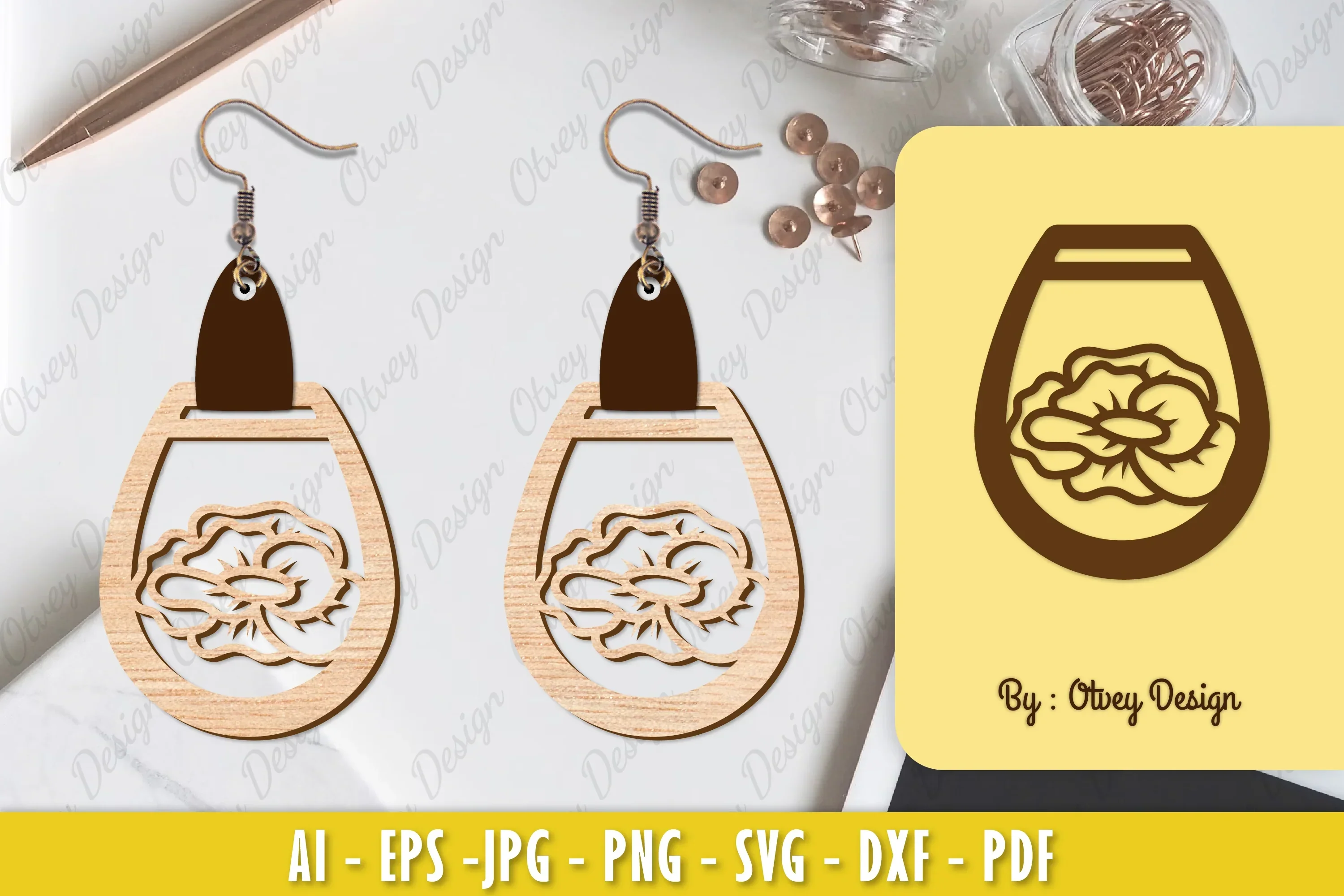 Flower Earring Laser Cut SVG Bundle