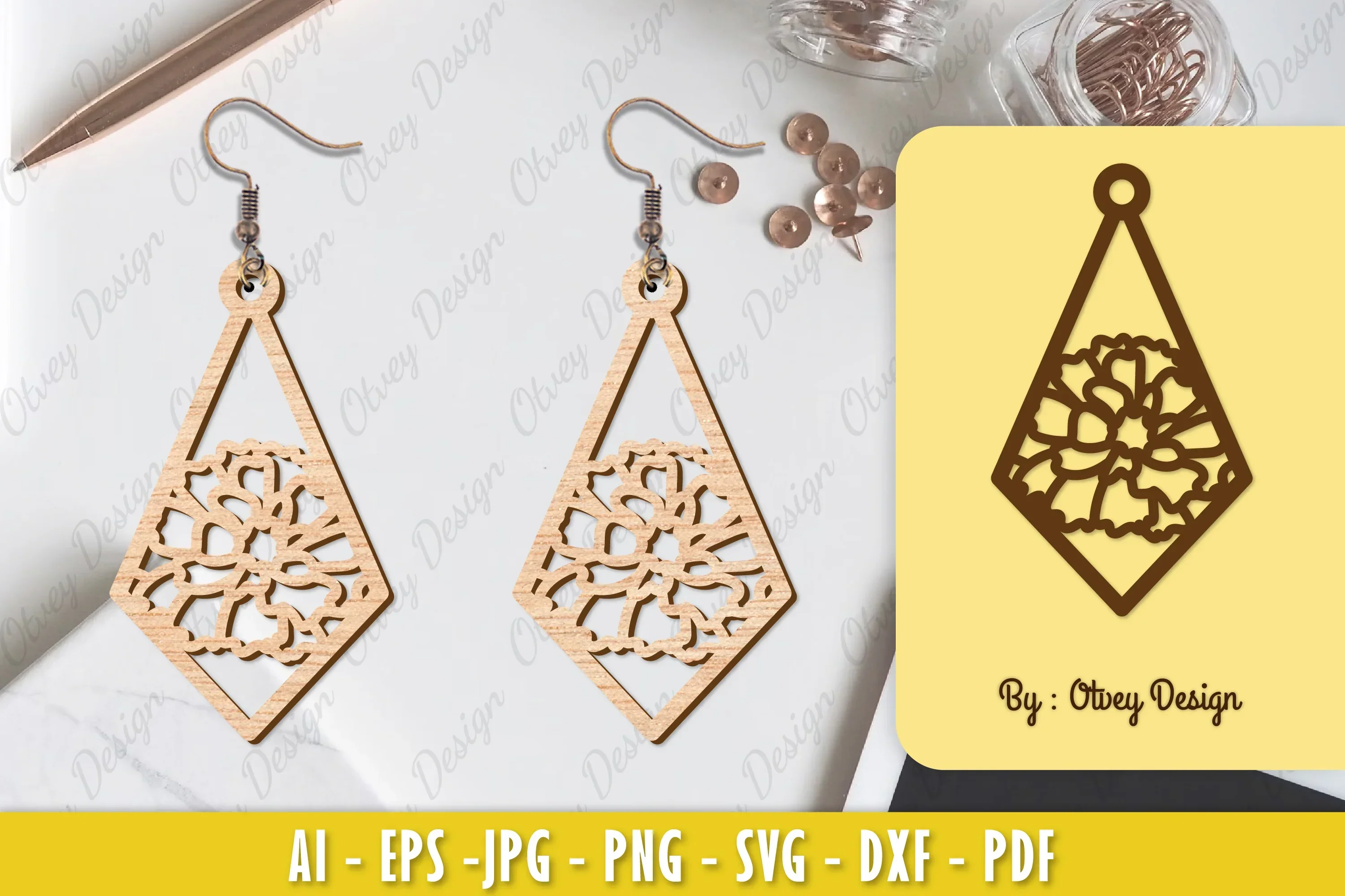 Flower Earring Laser Cut SVG Bundle