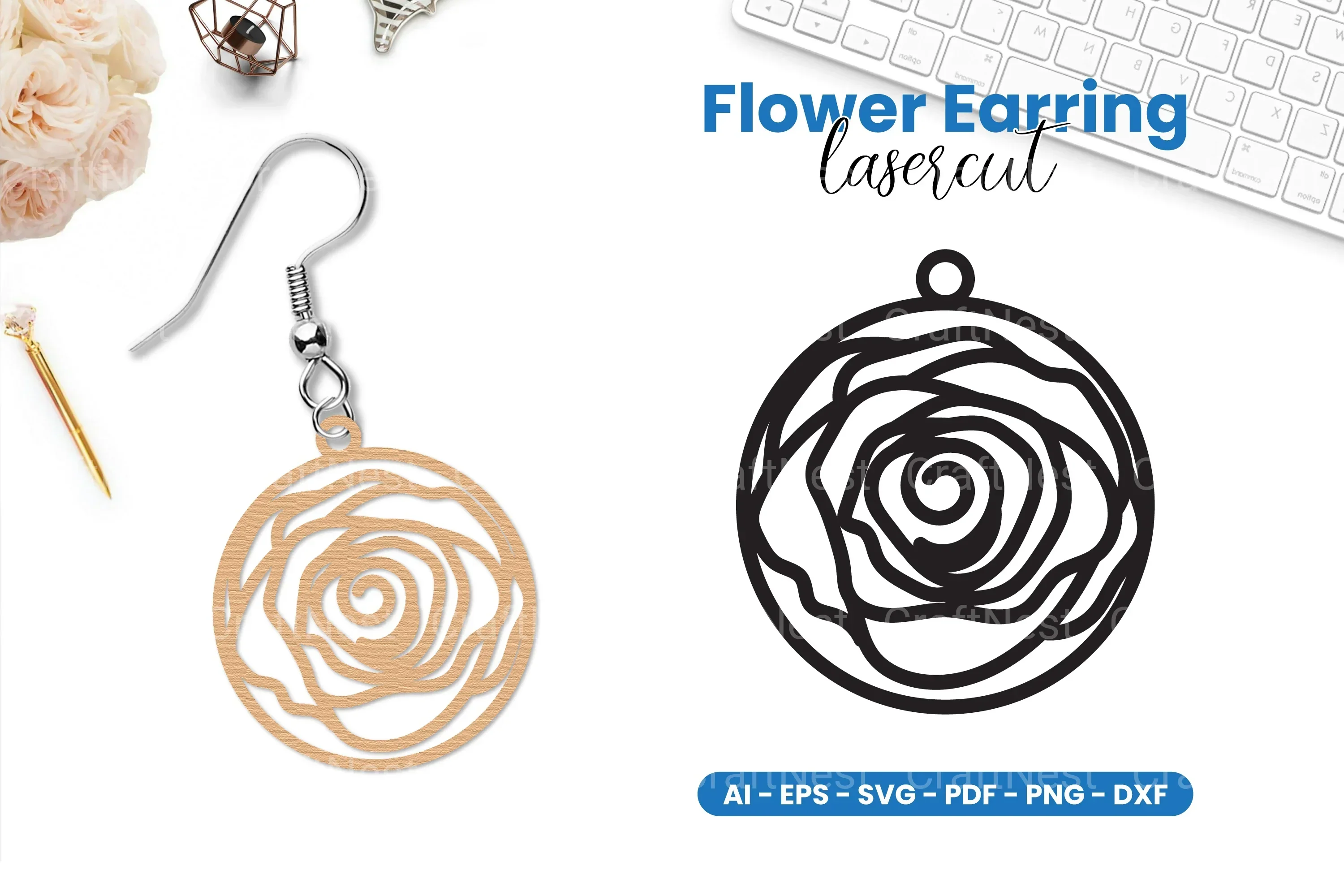 Flower Earring Lasercut SVG Bundle