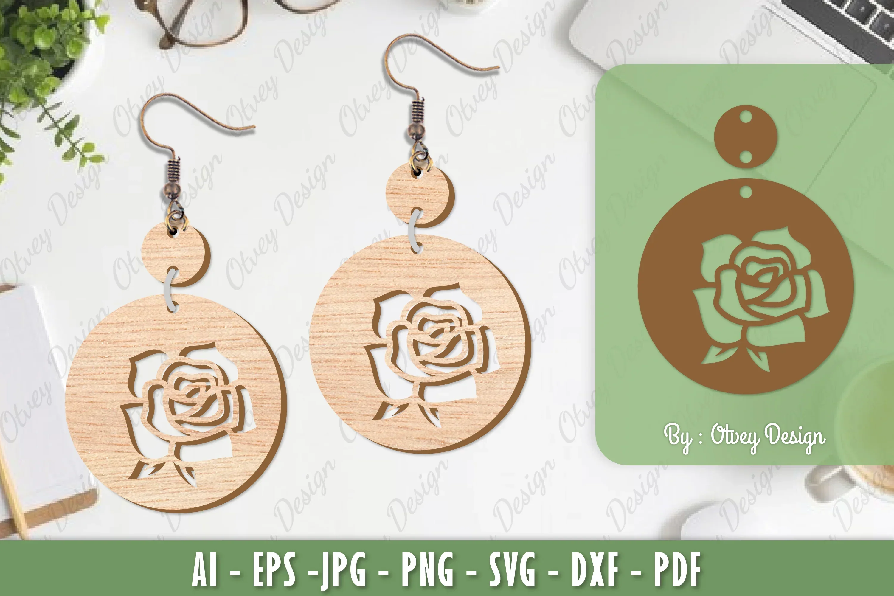 Flower Earrings Laser Cut SVG Bundle