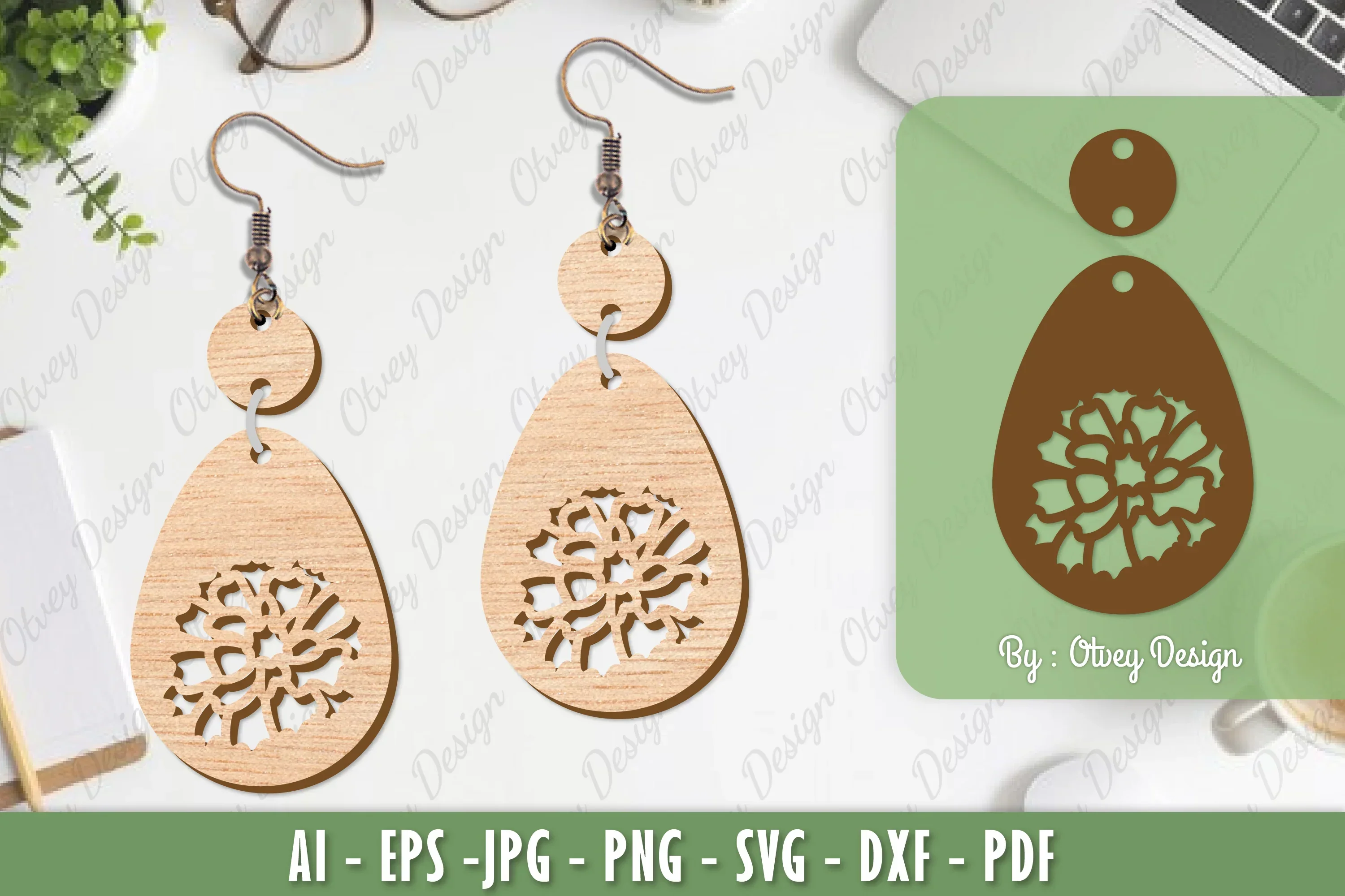 Flower Earrings Laser Cut SVG Bundle