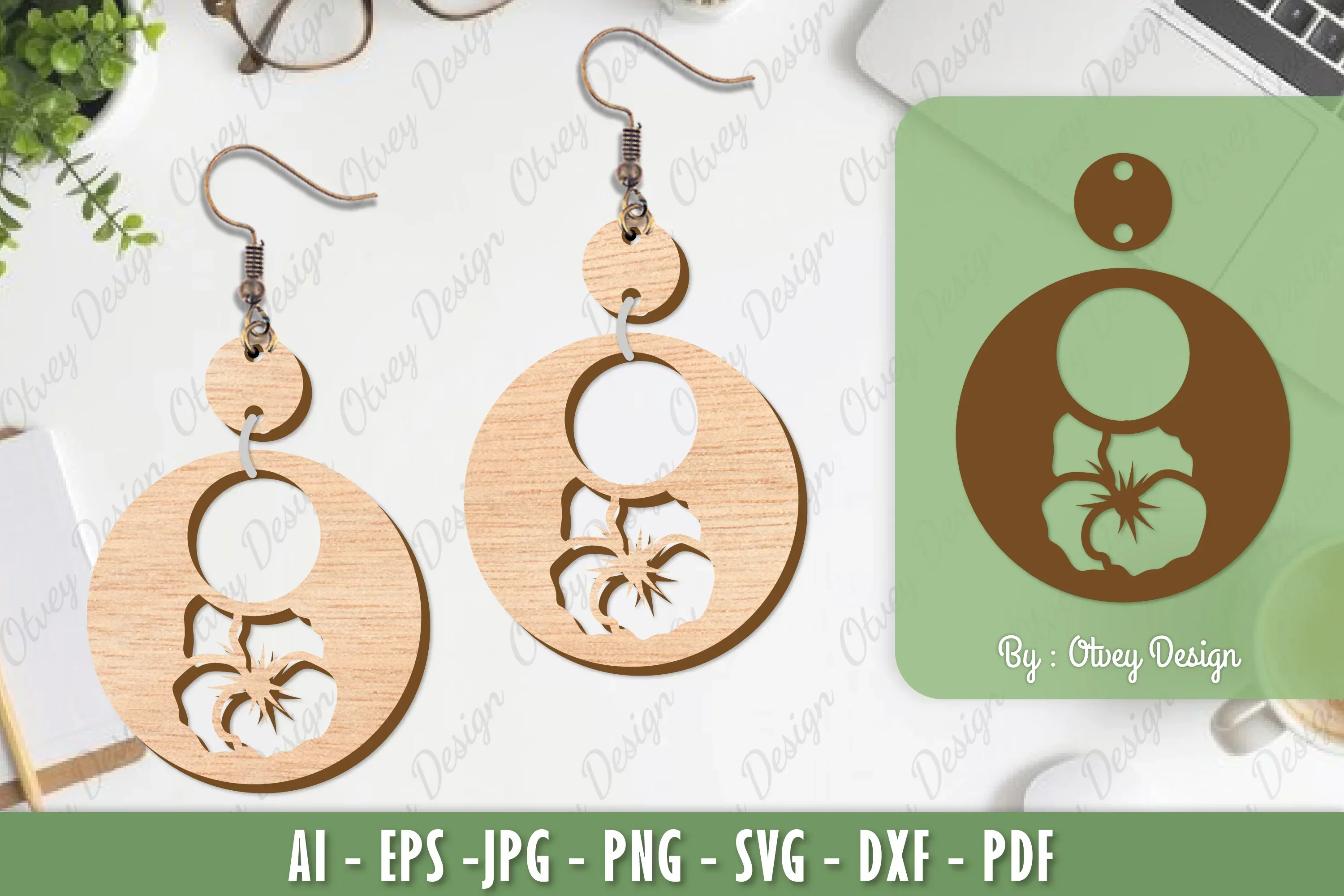 Flower Earrings Laser Cut SVG Bundle