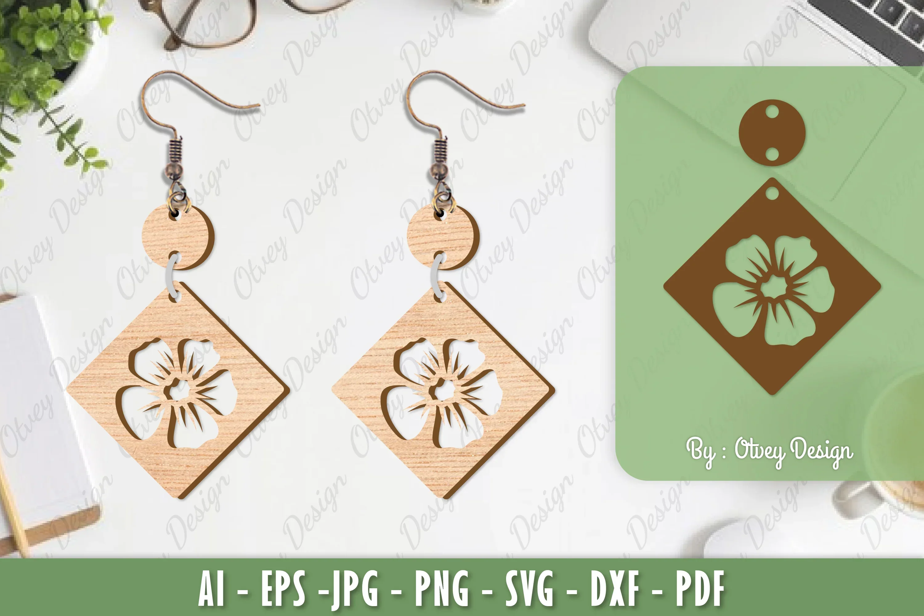 Flower Earrings Laser Cut SVG Bundle