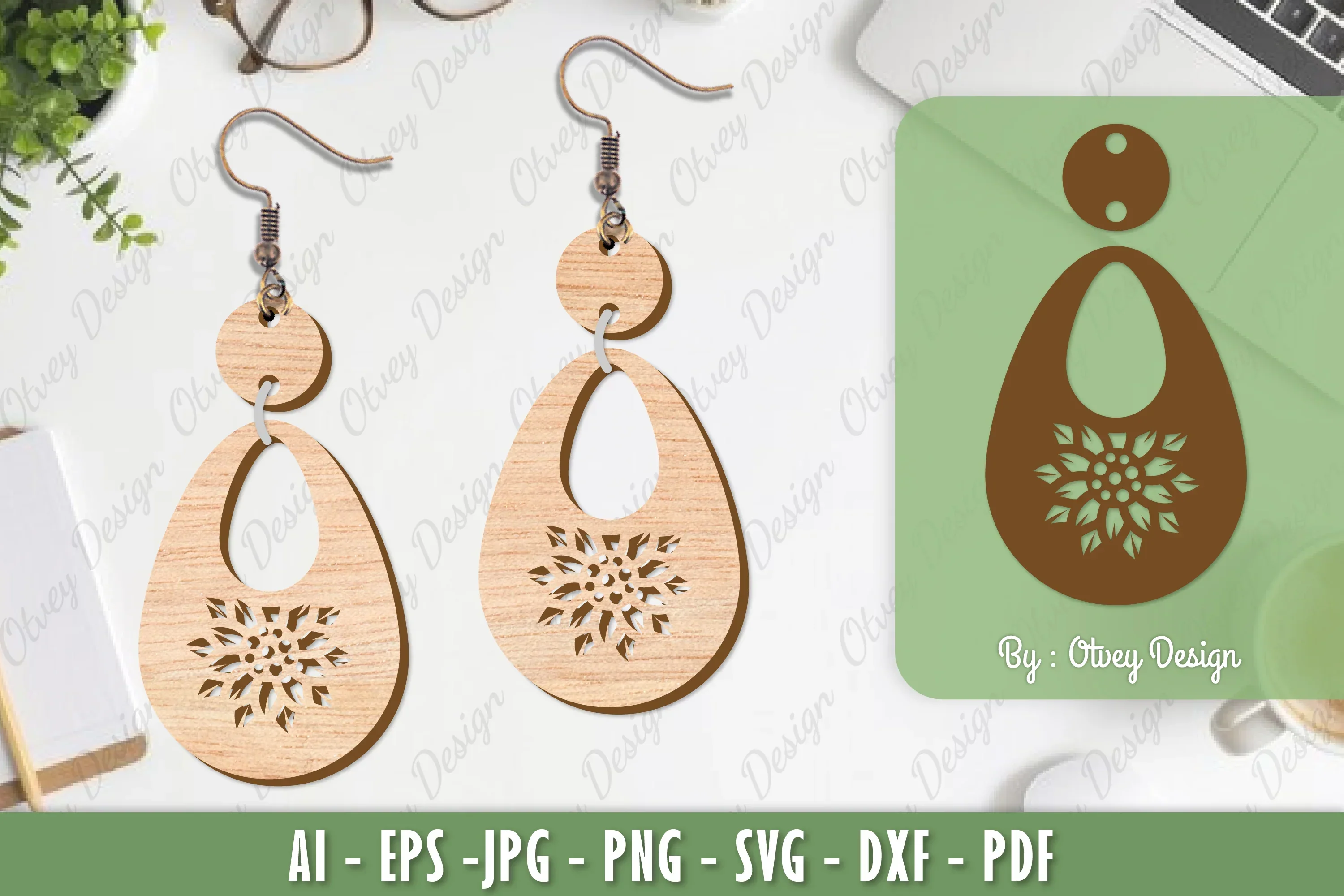 Flower Earrings Laser Cut SVG Bundle