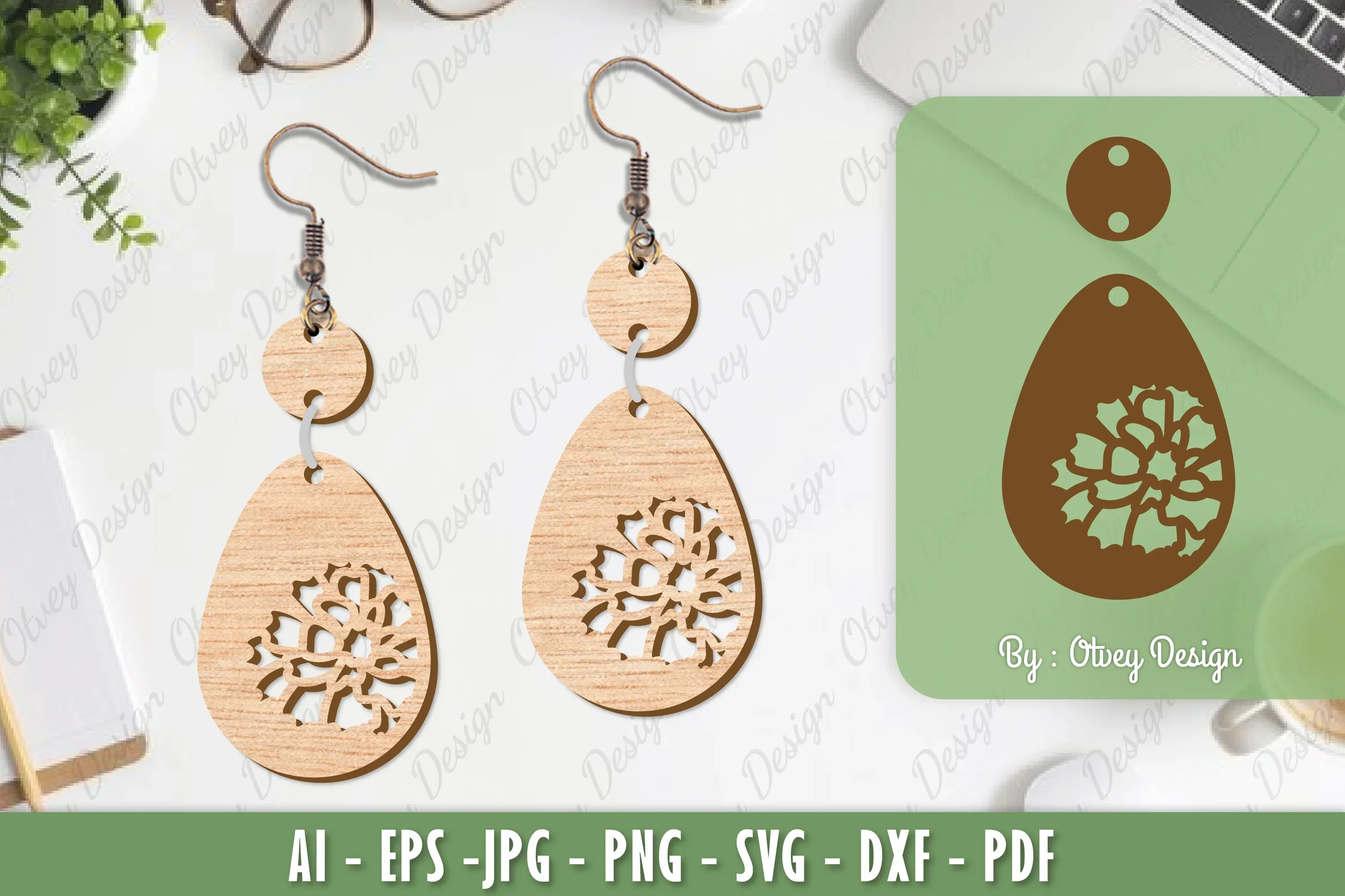 Flower Earrings Laser Cut SVG Bundle