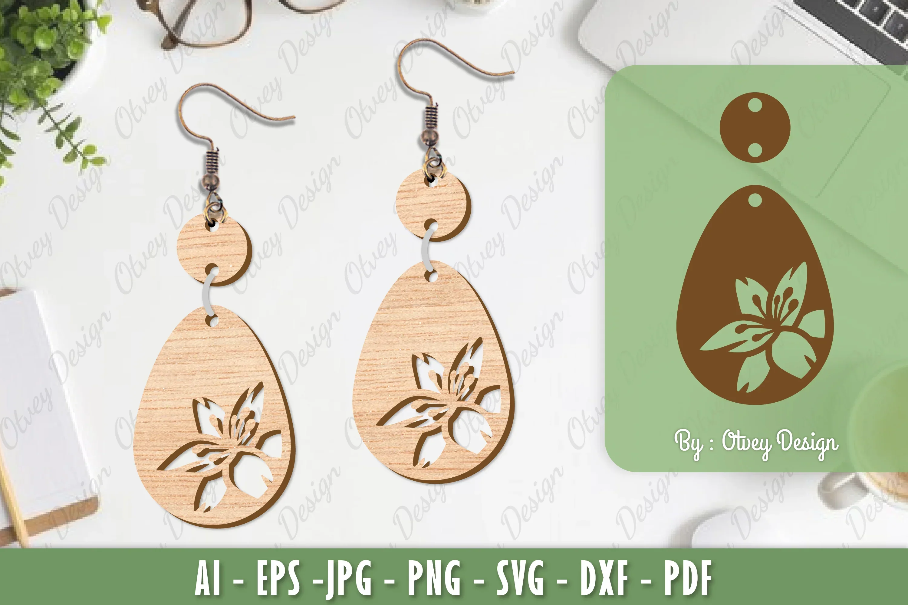 Flower Earrings Laser Cut SVG Bundle