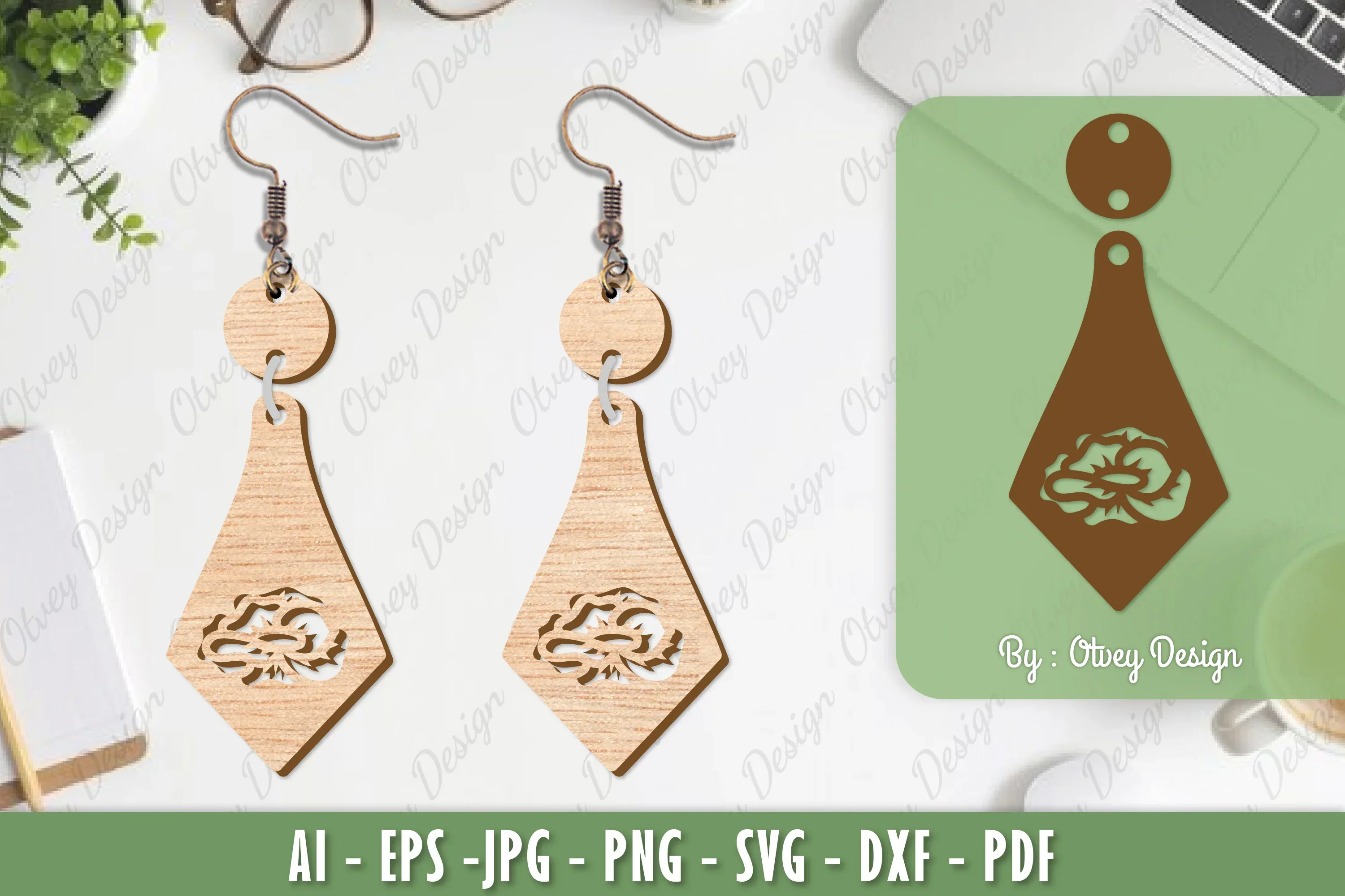 Flower Earrings Laser Cut SVG Bundle