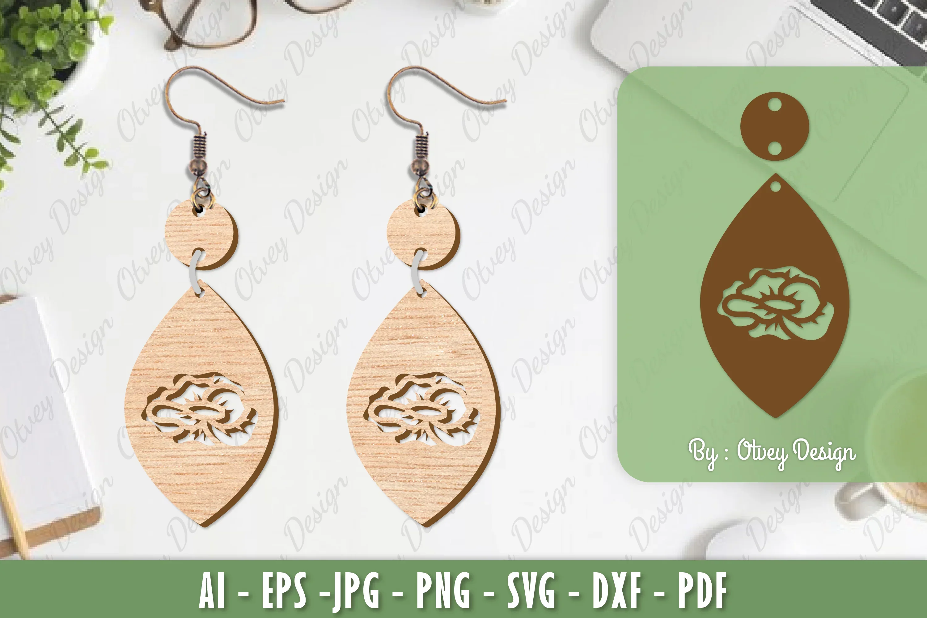 Flower Earrings Laser Cut SVG Bundle