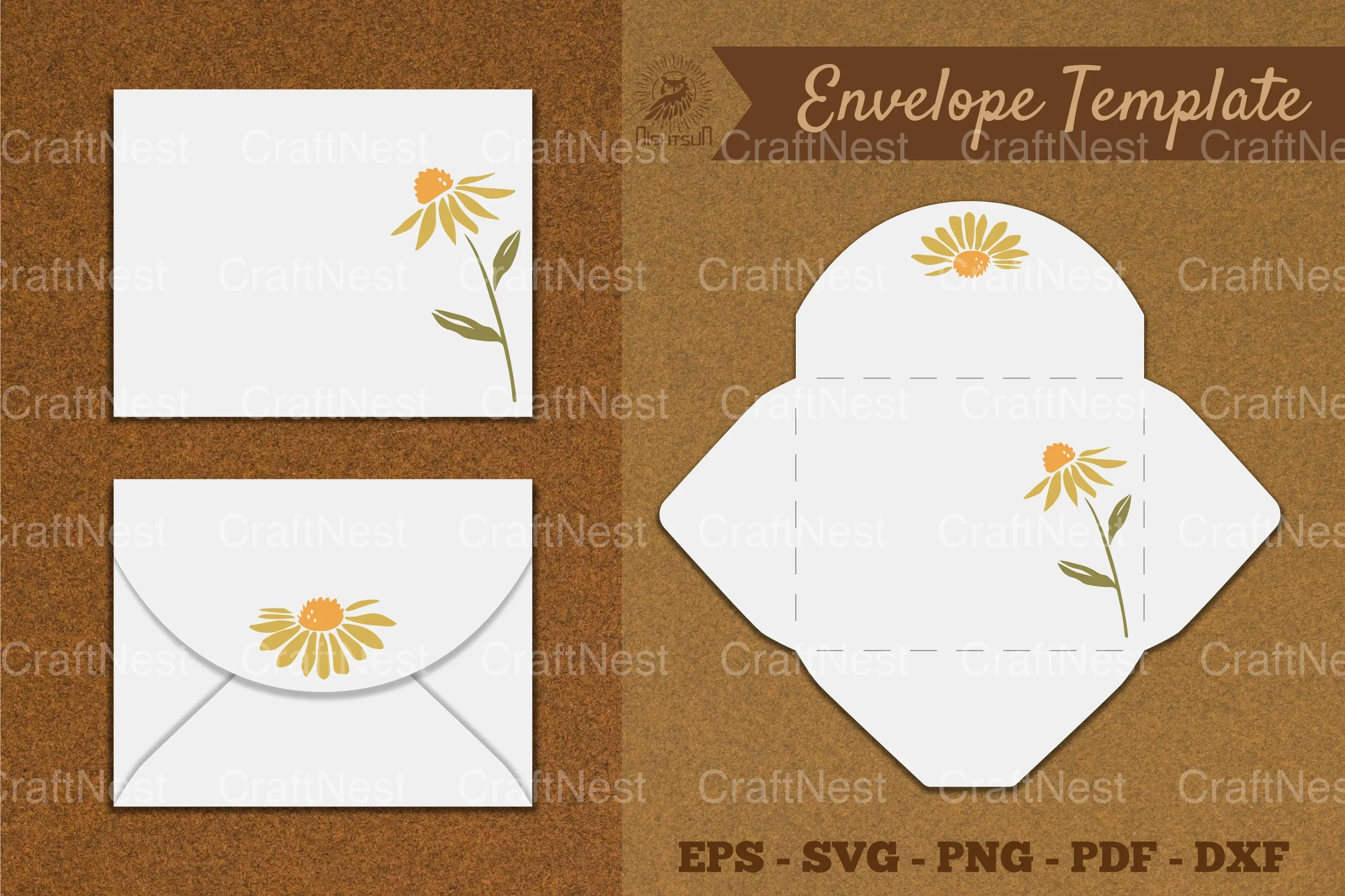 Flower Envelope Template SVG Bundle