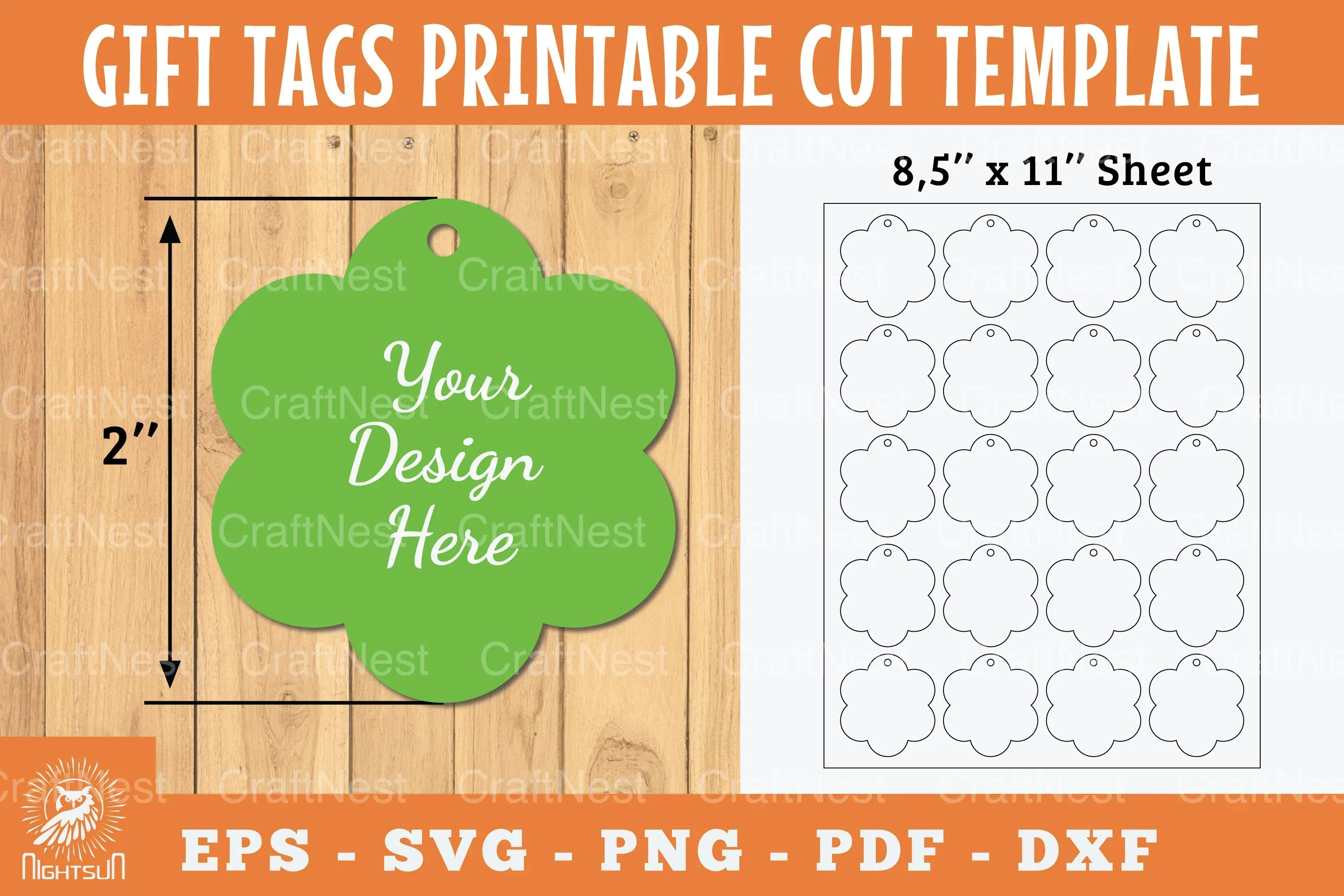 Flower Gift Tags Printable Template - Papercut Bundle