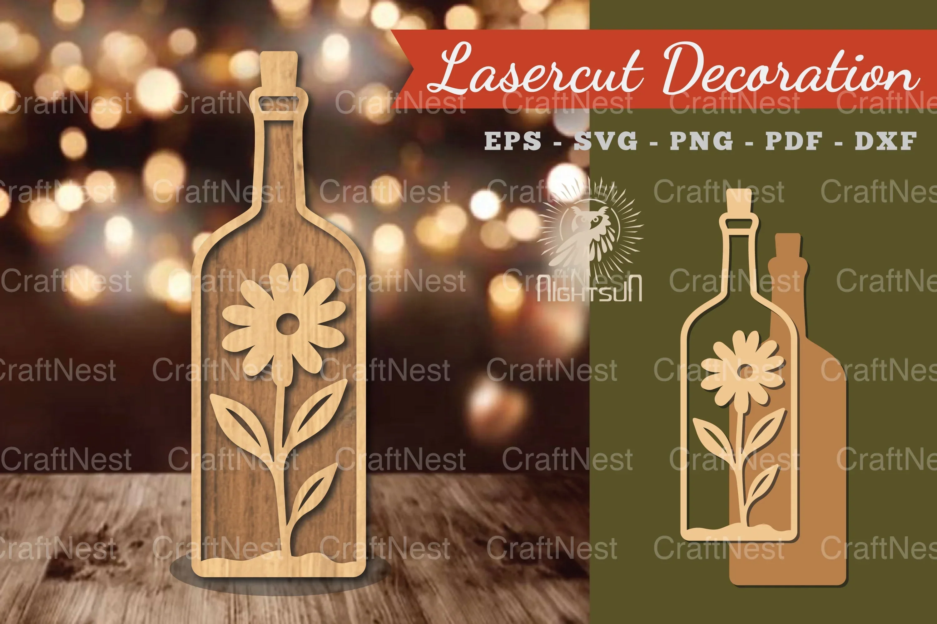 Flower in Bottle Laser Cut Decoration Clipart