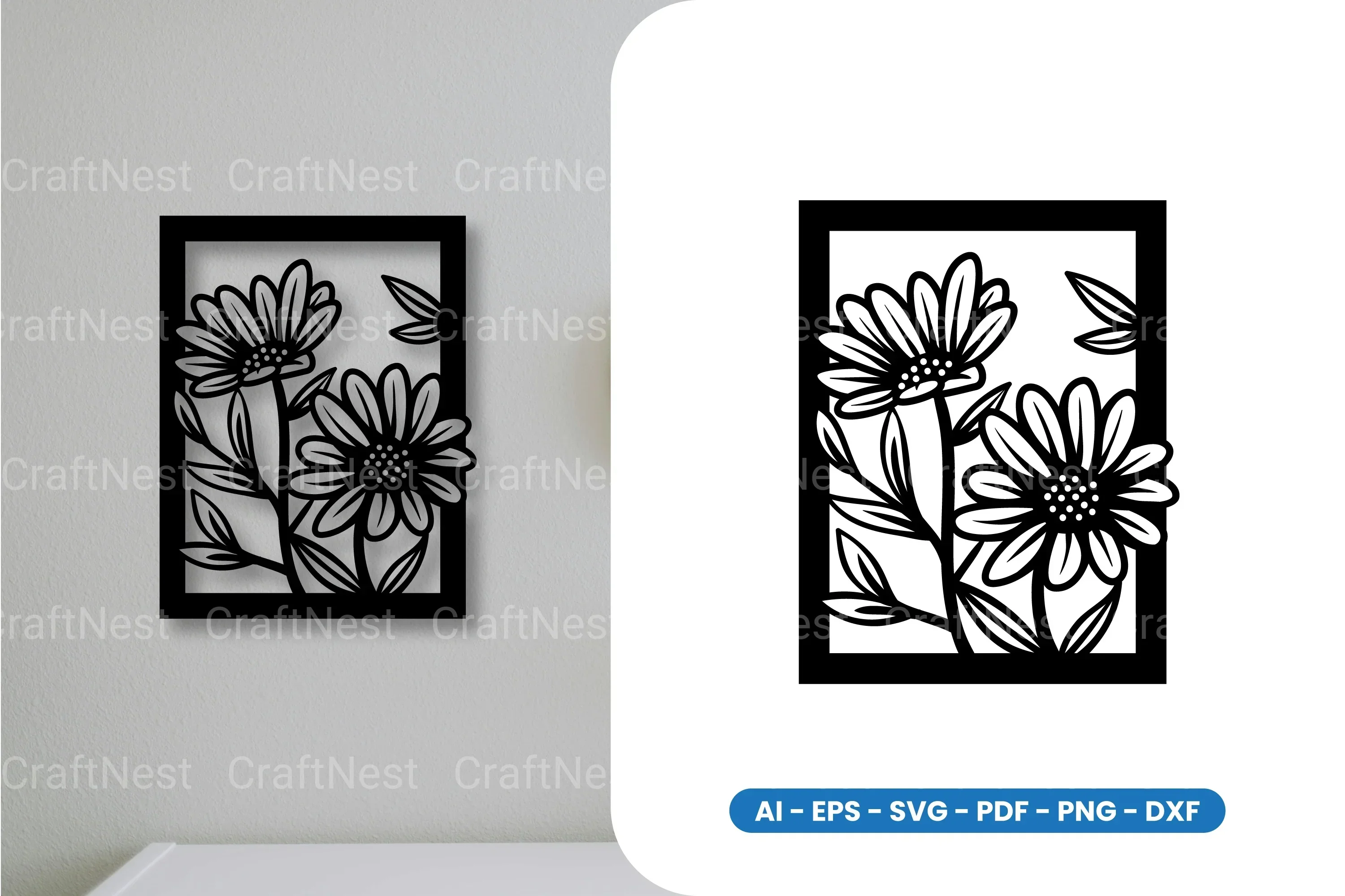 Flower in Frame Laser Cut SVG Bundle