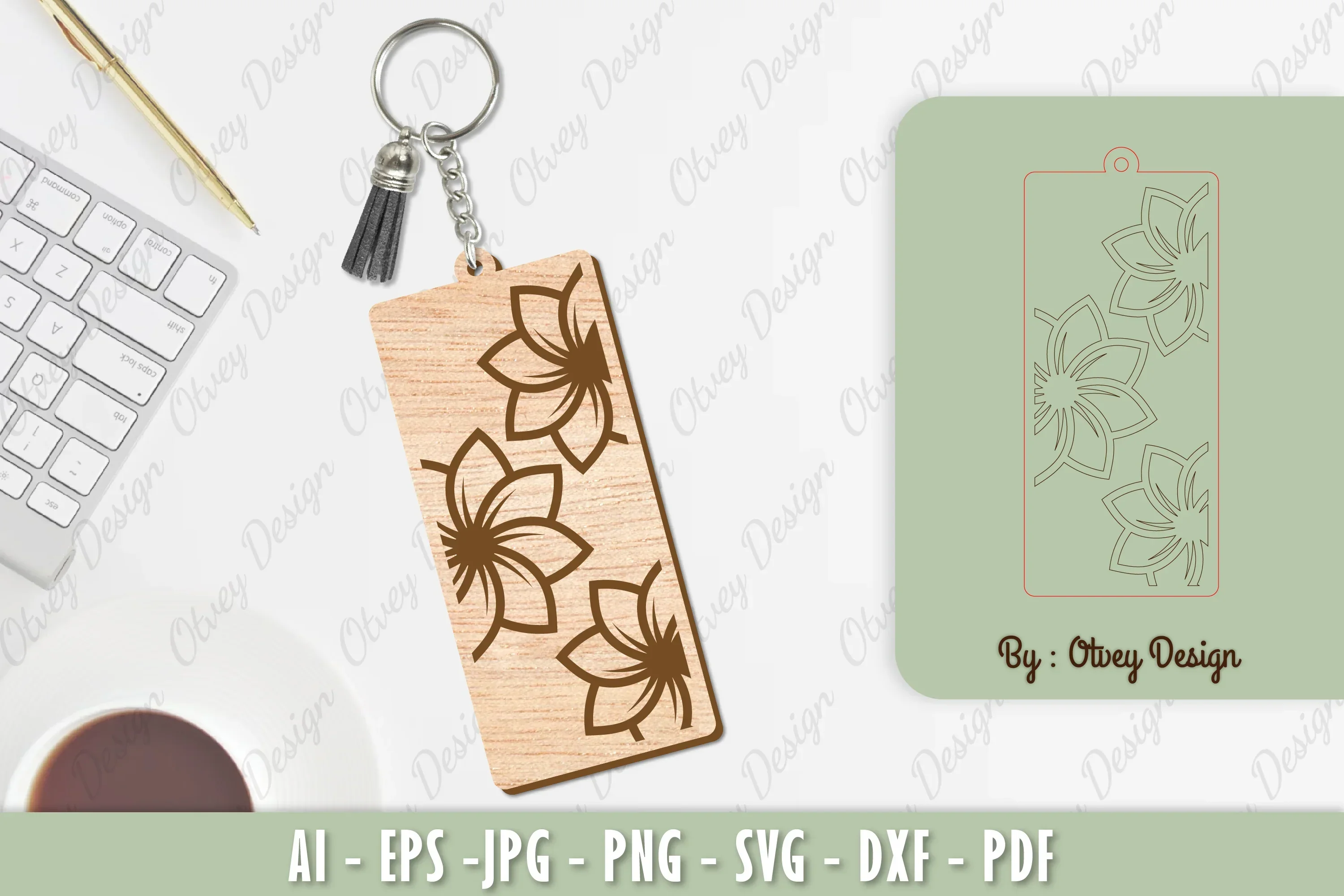 Flower Keychain Laser Cut SVG Bundle